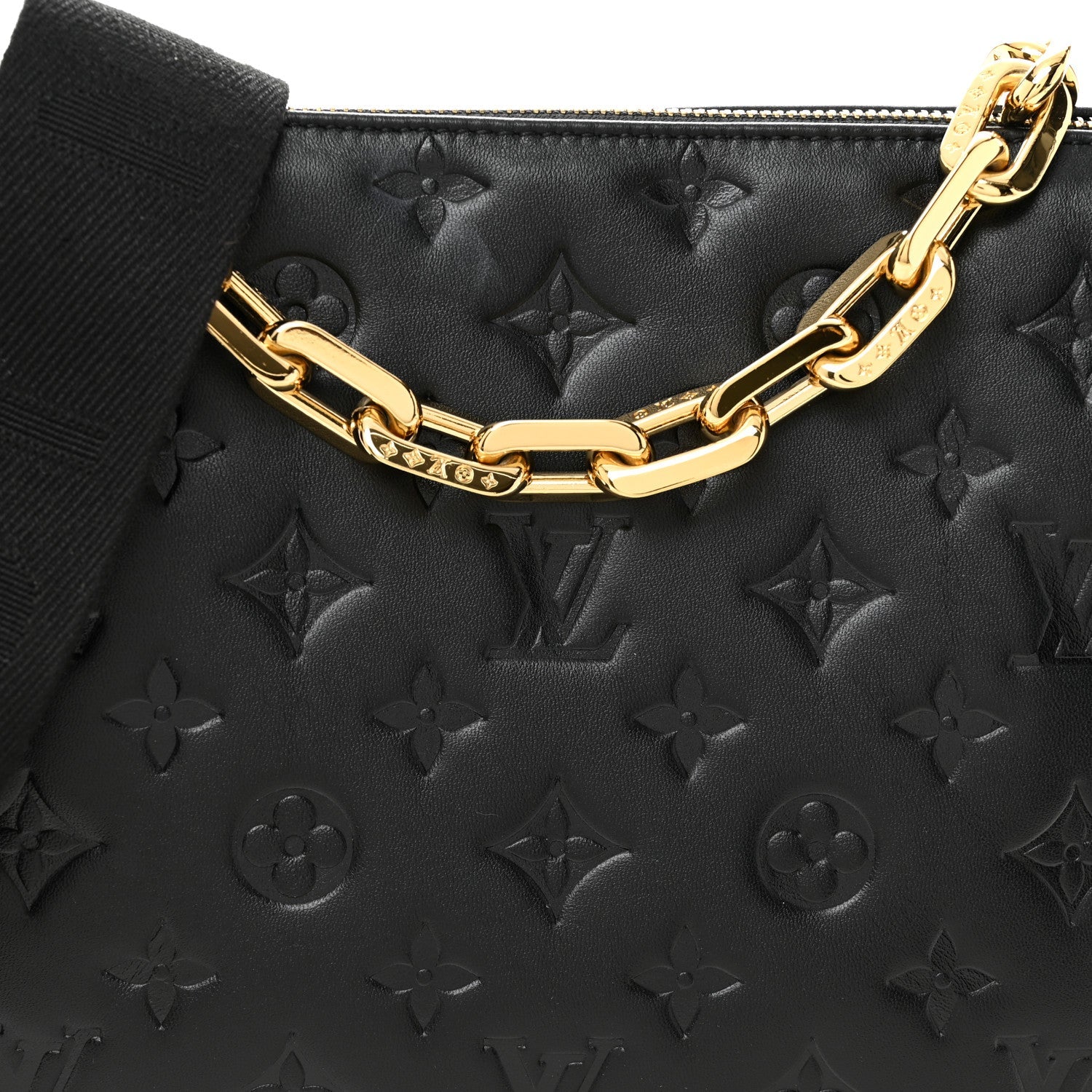 Lambskin Embossed Monogram Coussin PM Black