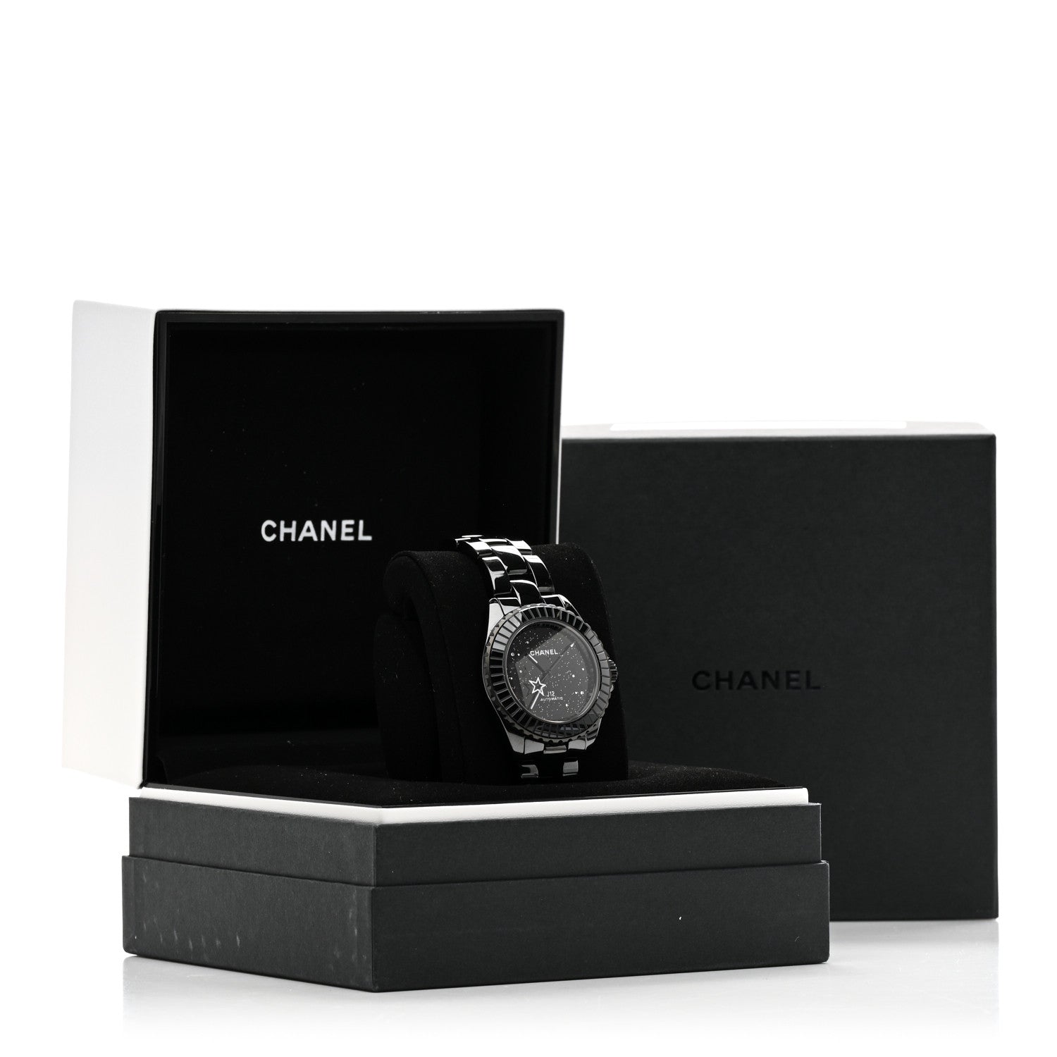 Stainless Steel Ceramic Diamond 38mm J12 Interstellar Automatic Watch Black