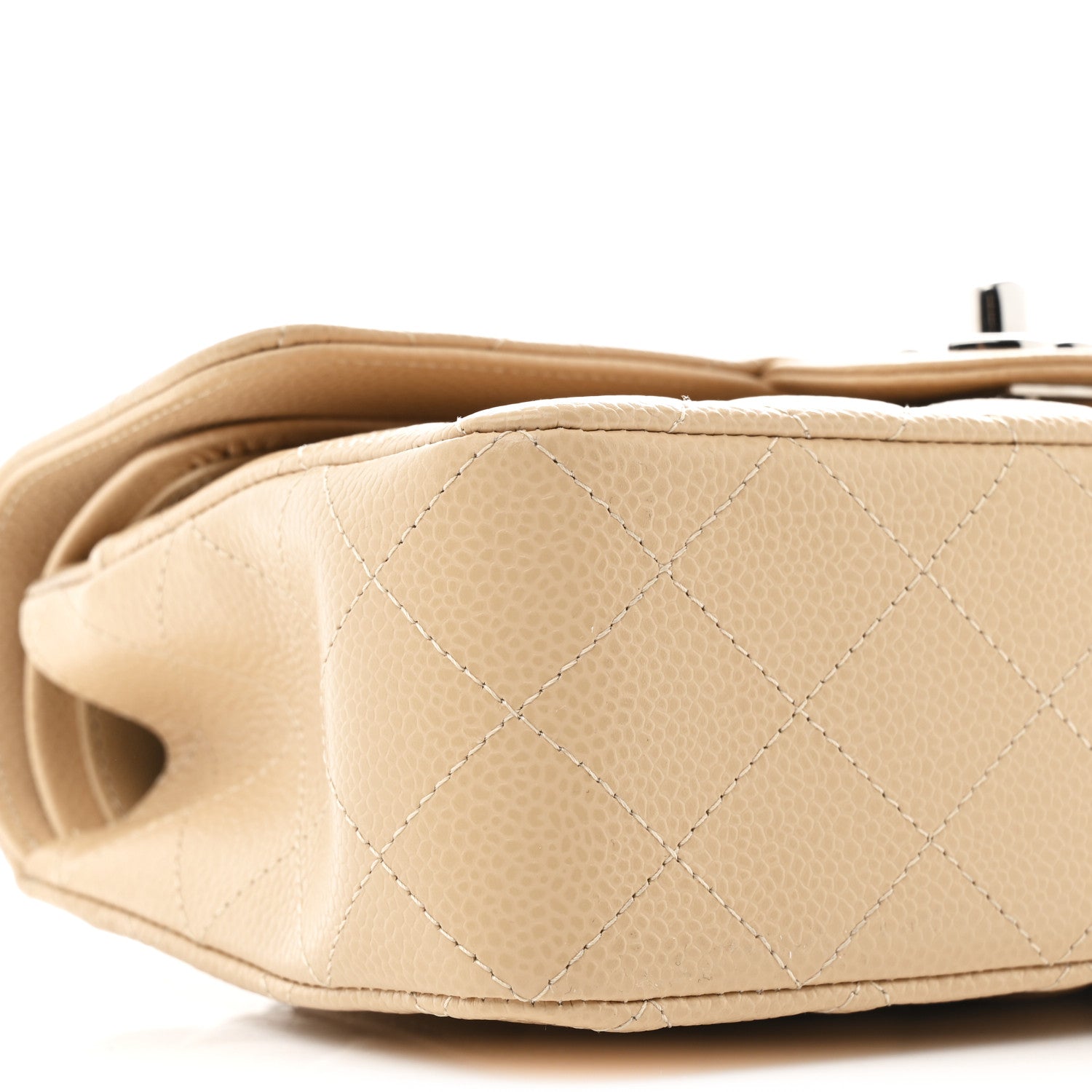 Caviar Quilted Small Double Flap Beige