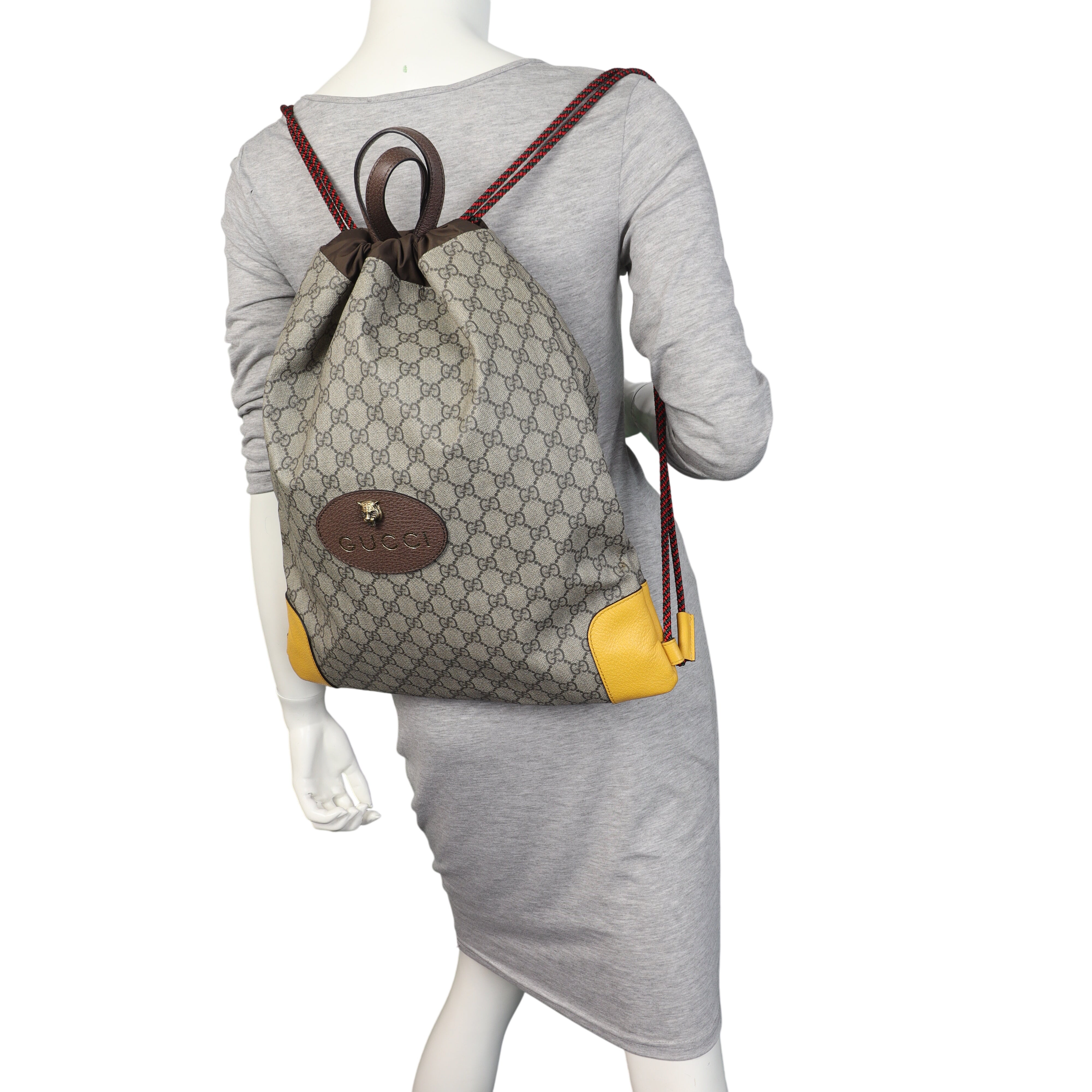 Gucci GG Supreme Neo Vintage Drawstring Backpack