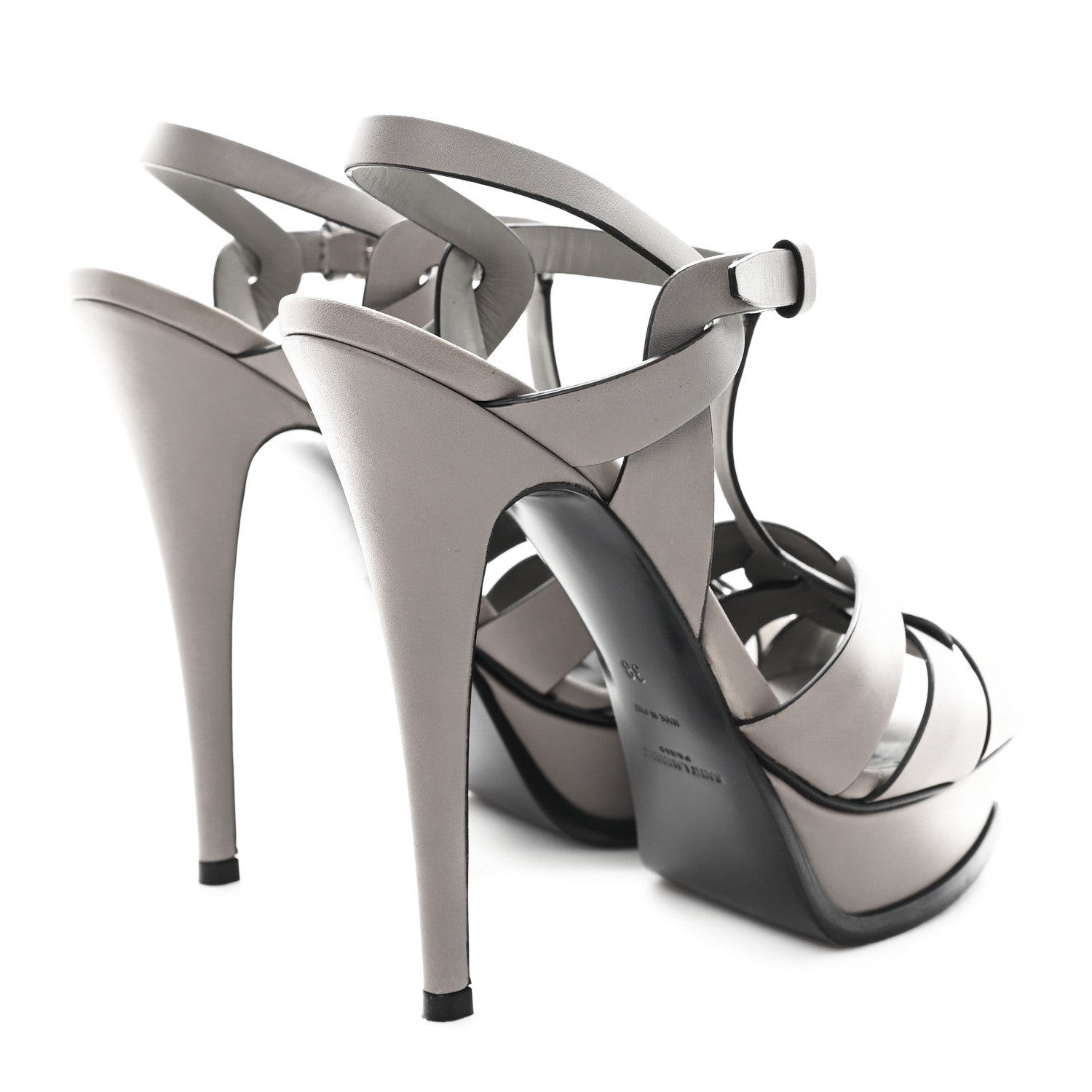 Calfskin Tribute 105 Platform Sandals 38 Grey