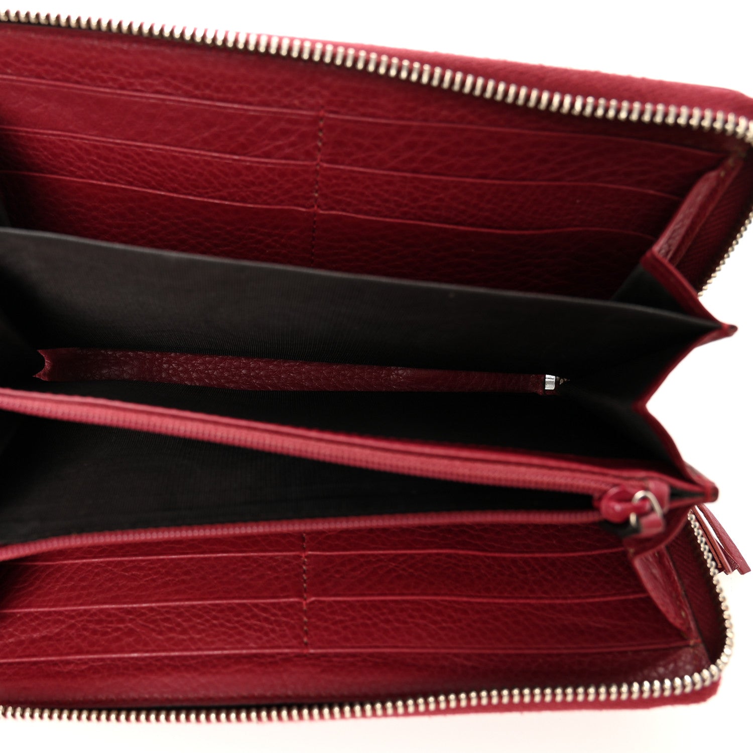 Pebbled Calfskin Studded Soho Zip Around Wallet Soft Burgundy