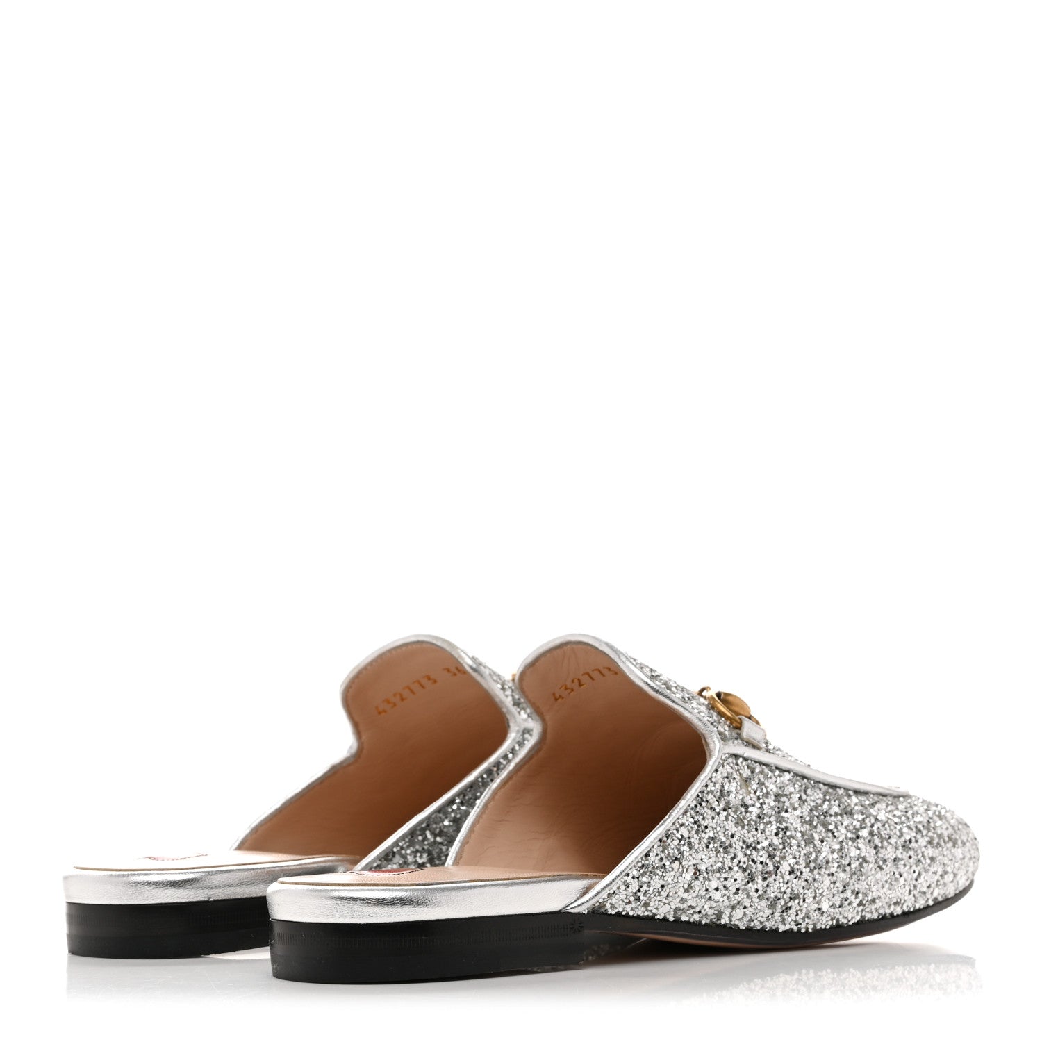 Glitter Womens Princetown Slippers 36 Silver