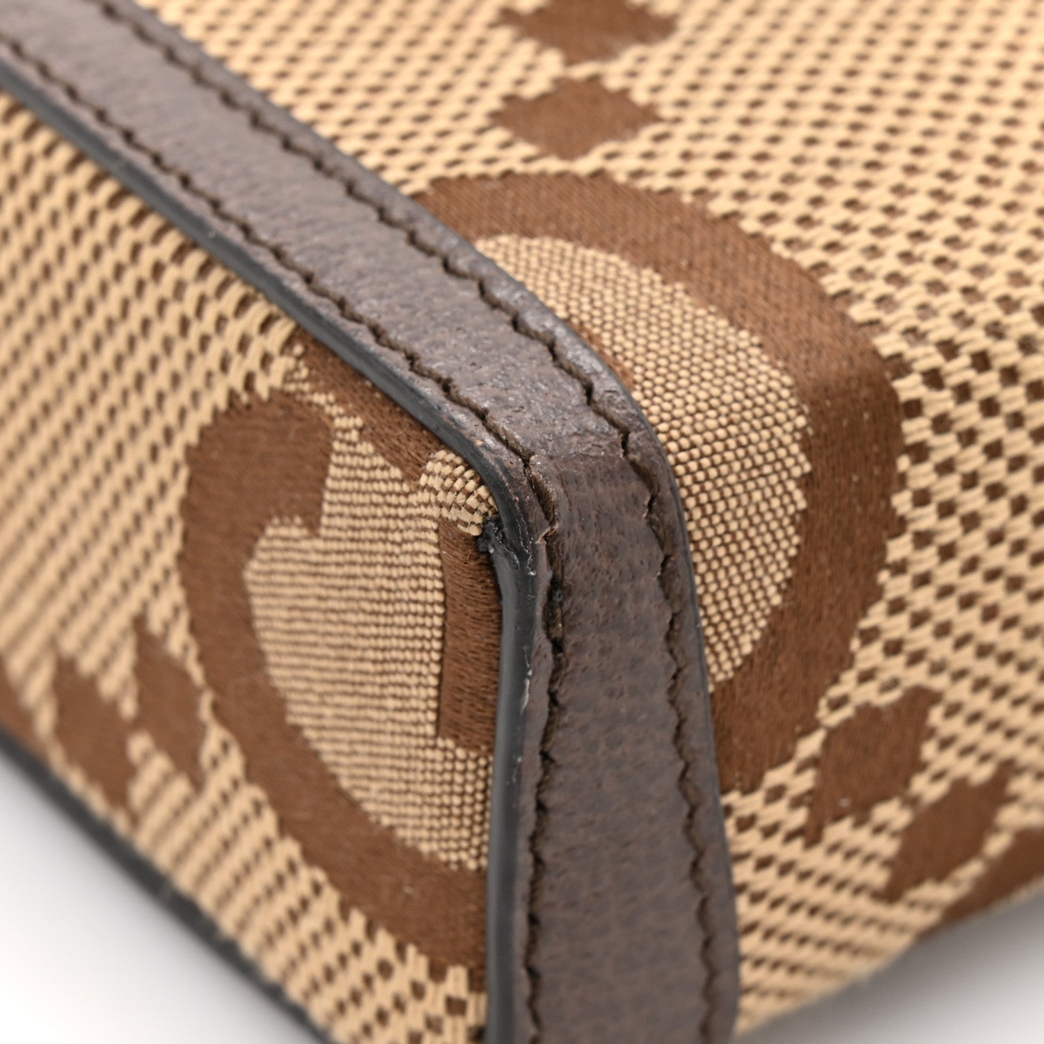Monogram Jumbo GG Textured Dollar Calfskin Mini Horsebit 1955 Crossbody Bag Camel Ebony New Acero