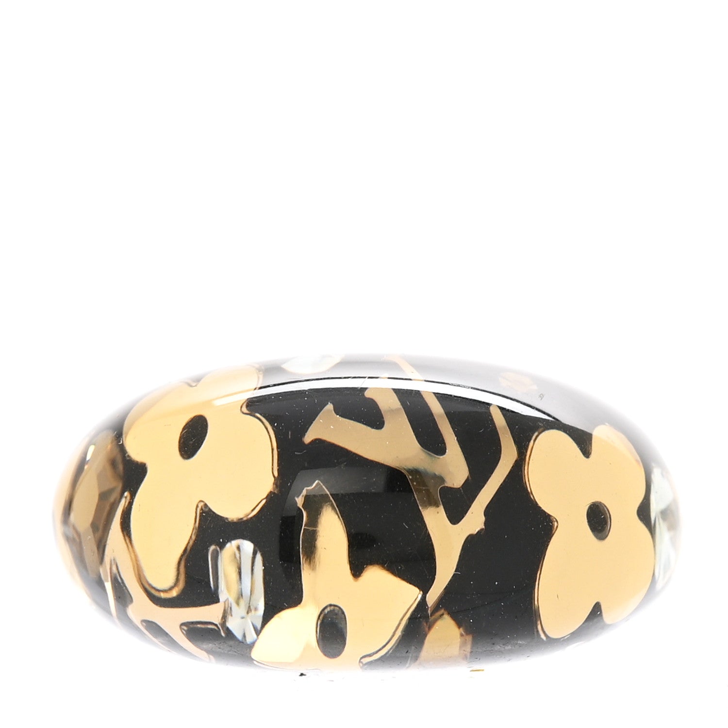 Resin Swarovski Crystal Inclusion Ring M 53 6.5 Black