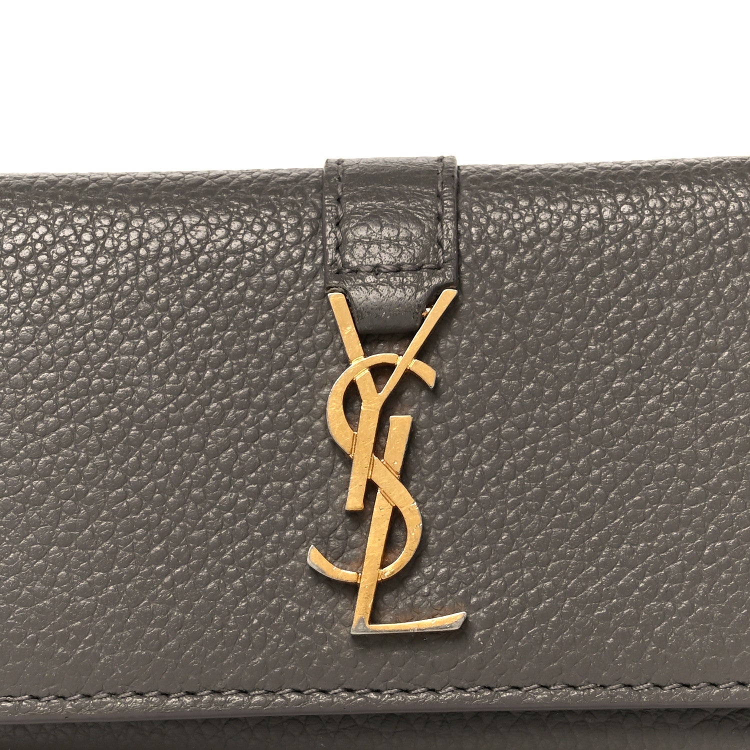Grained Calfskin Monogram Key Case Grey