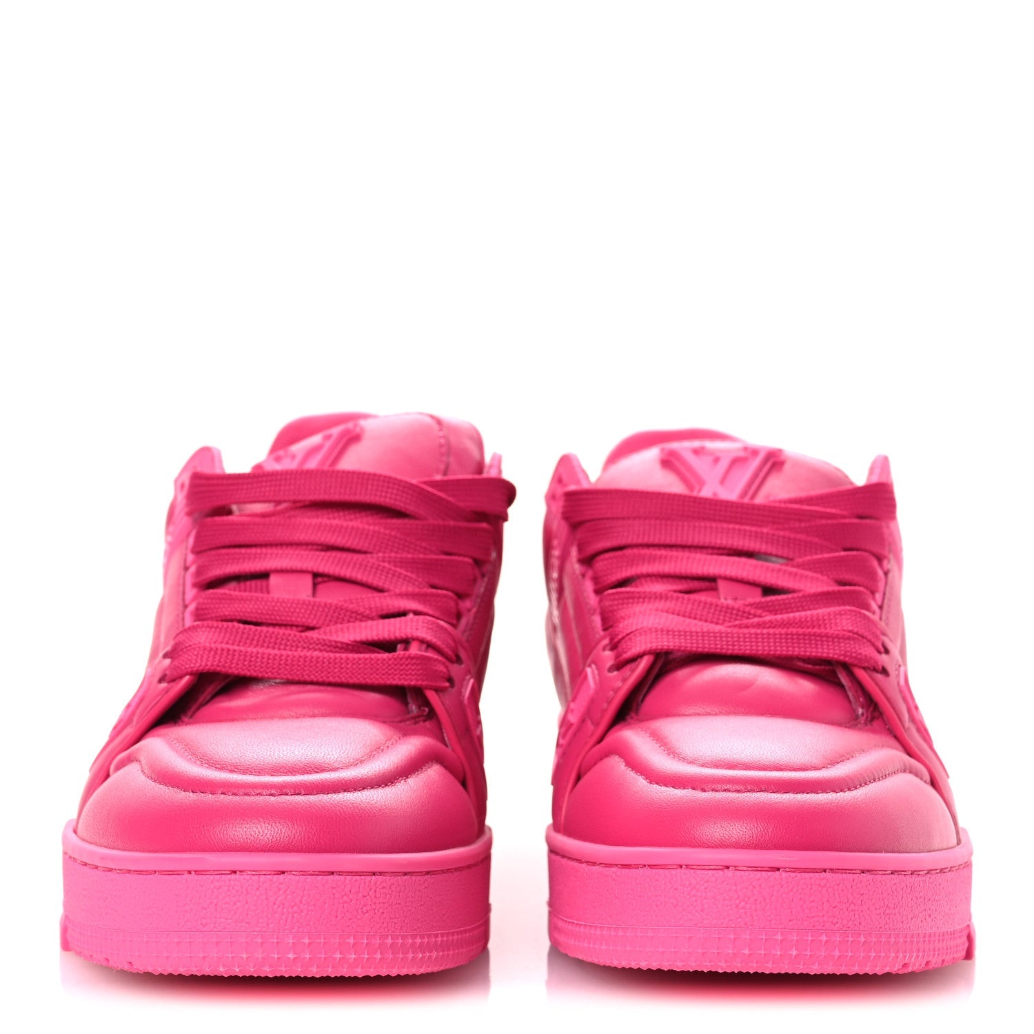 Calfskin Womens LV Trainer Sneakers 37 Hot Pink