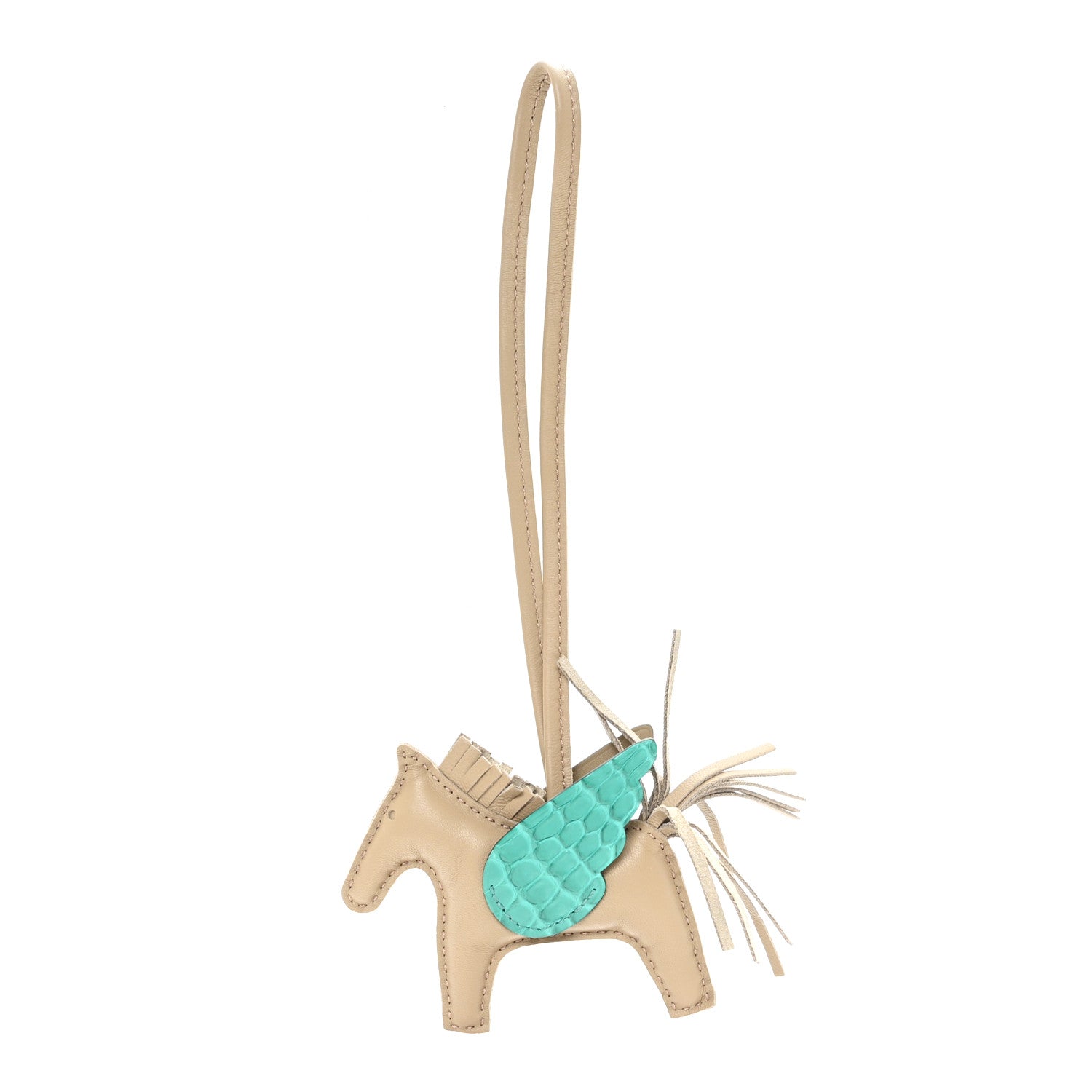 Milo Lambskin Matte Alligator Touch Grigri Rodeo Pegase Horse Bag Charm PM Beige Marfa Vert Jade