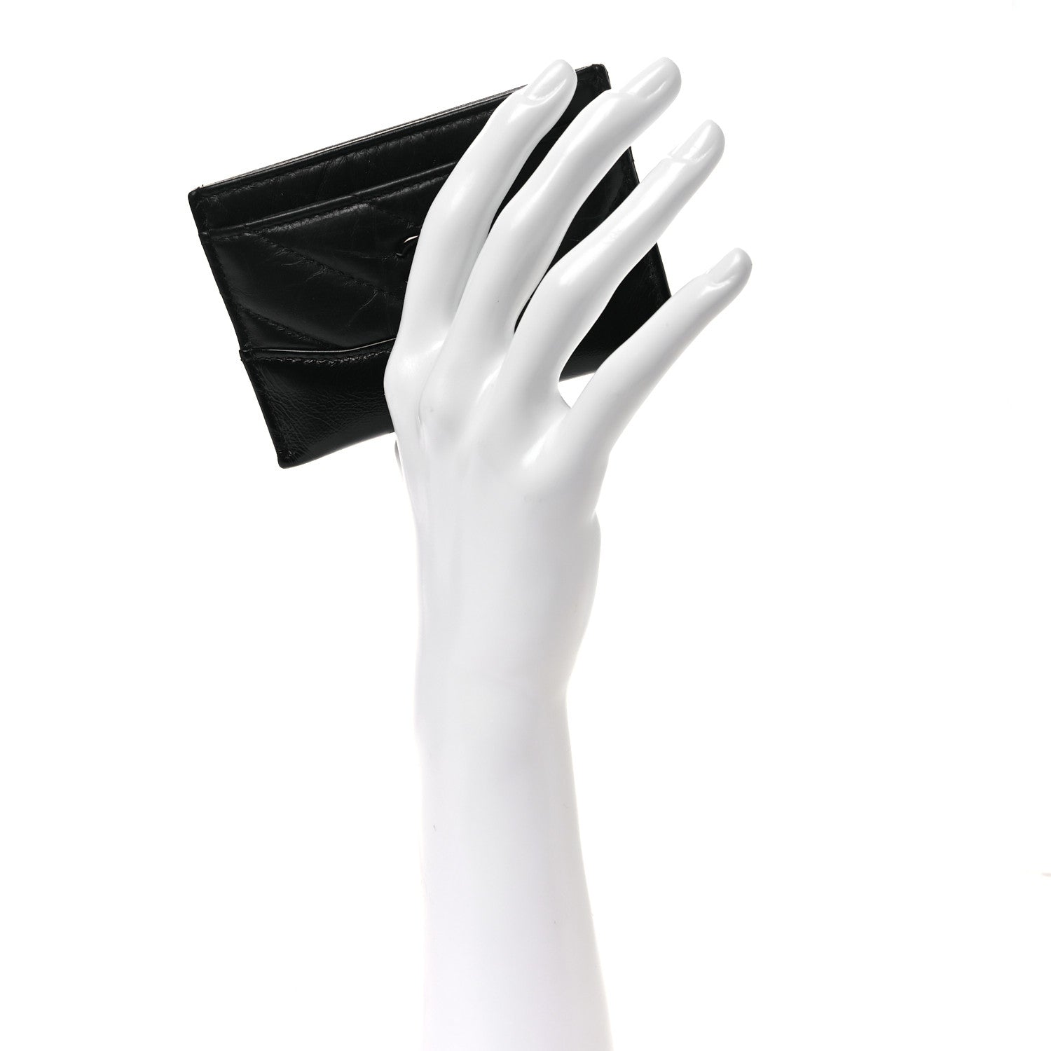 Aged Calfskin Chevron Quilted Gabrielle Card Holder So Black
