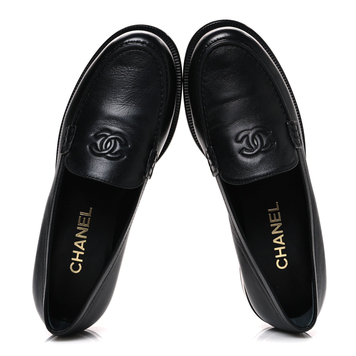 Lambskin CC Mocassin Loafers 38 Black
