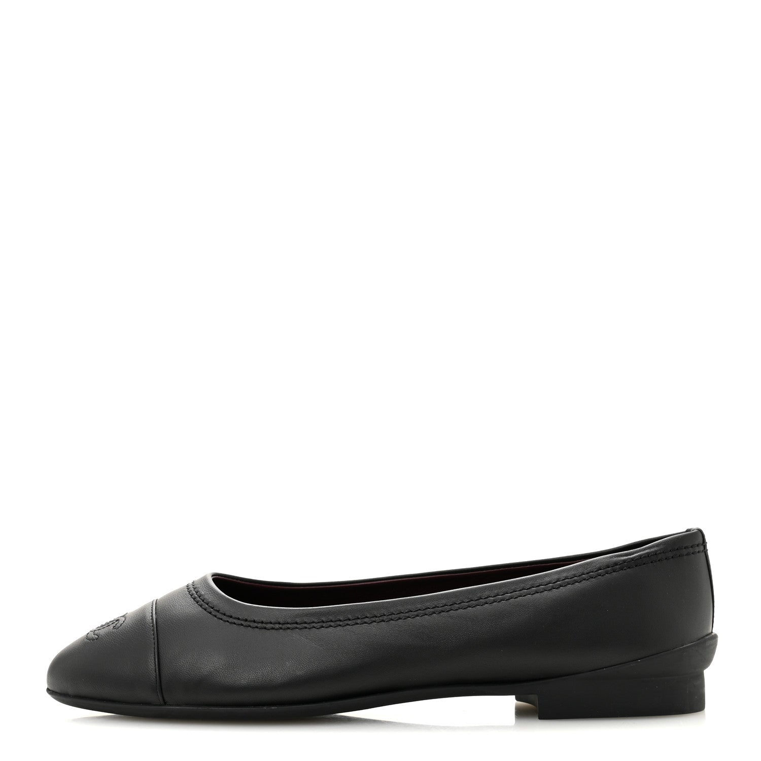 Lambskin Cap Toe CC Uniform Ballerina Flats 40 Black