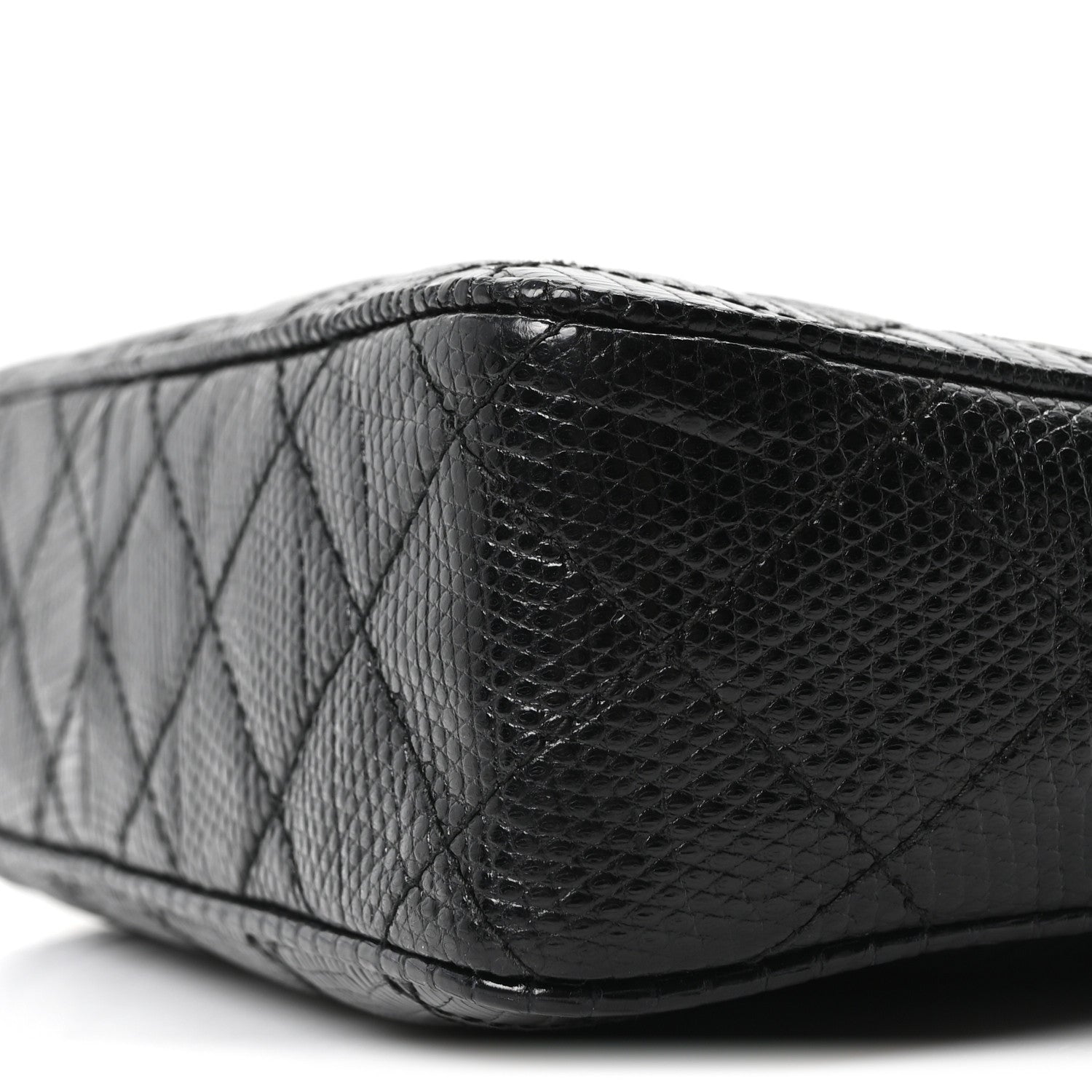 Lizard Quilted Small Tassel Camera Case Black