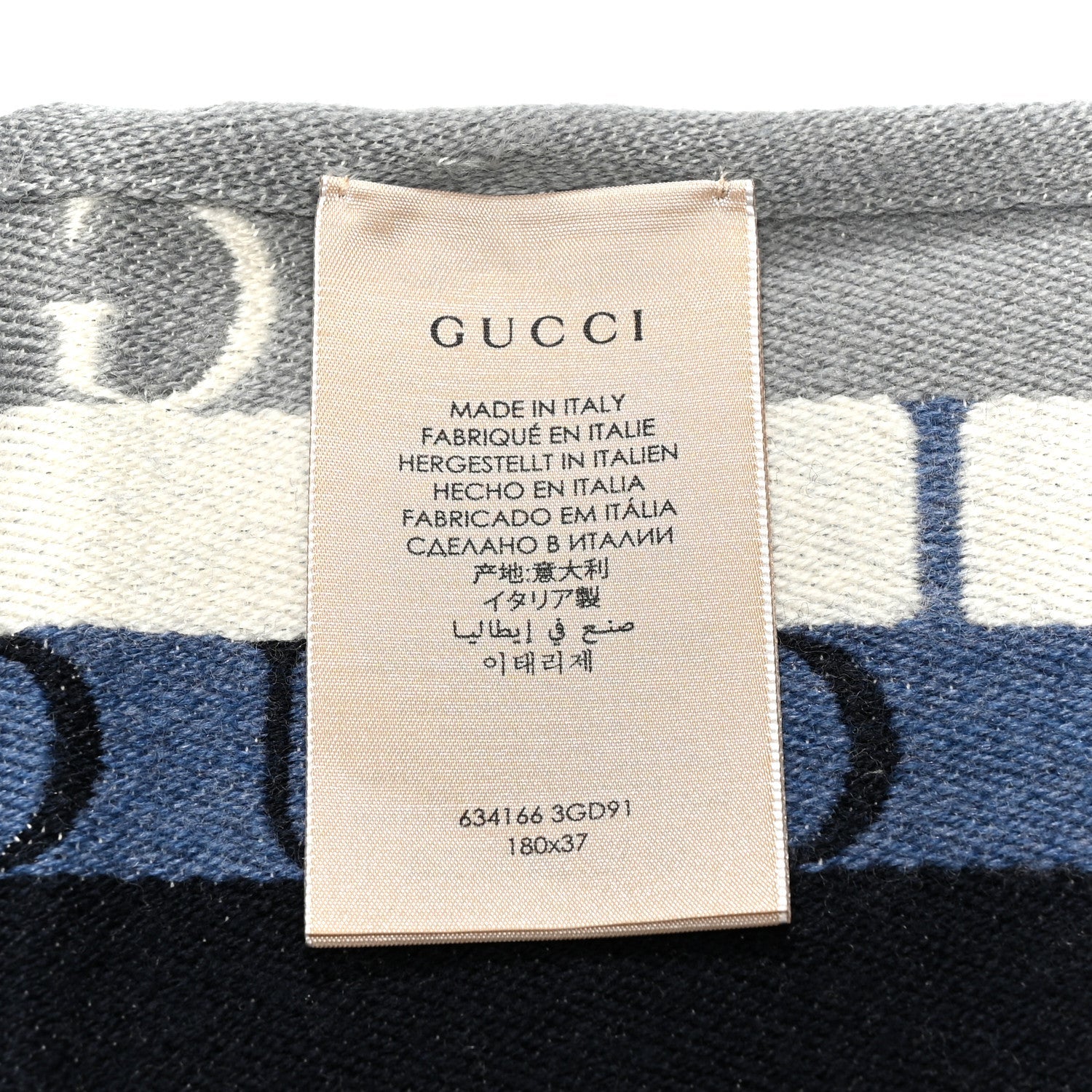 Wool Cotton Logo Wood Stripes Scarf Sky Blue