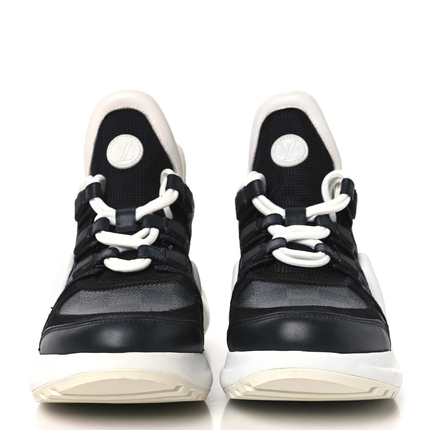 Calfskin Technical Nylon Damier Graphite LV Archlight Sneakers 36 Black White