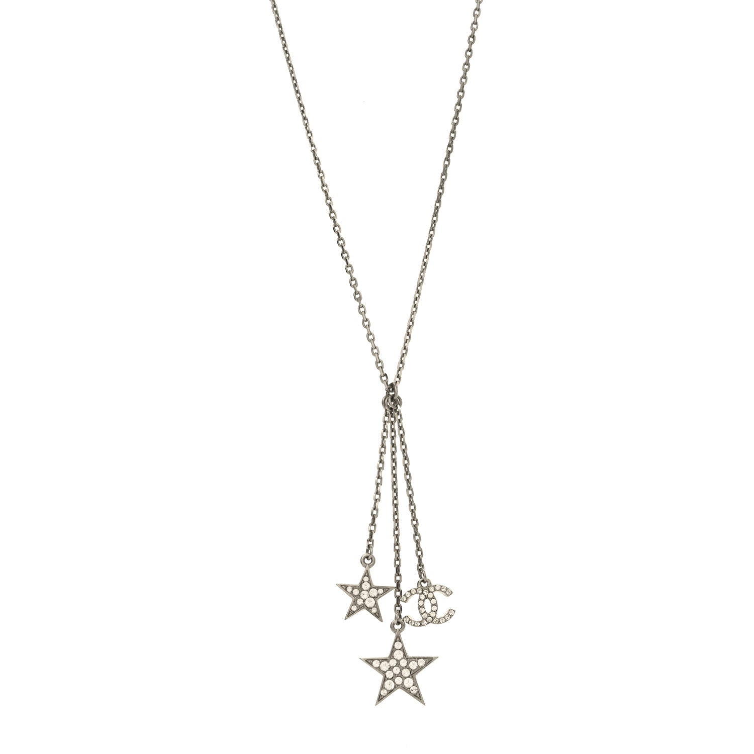 Crystal Star CC Pendant Necklace Silver Gold