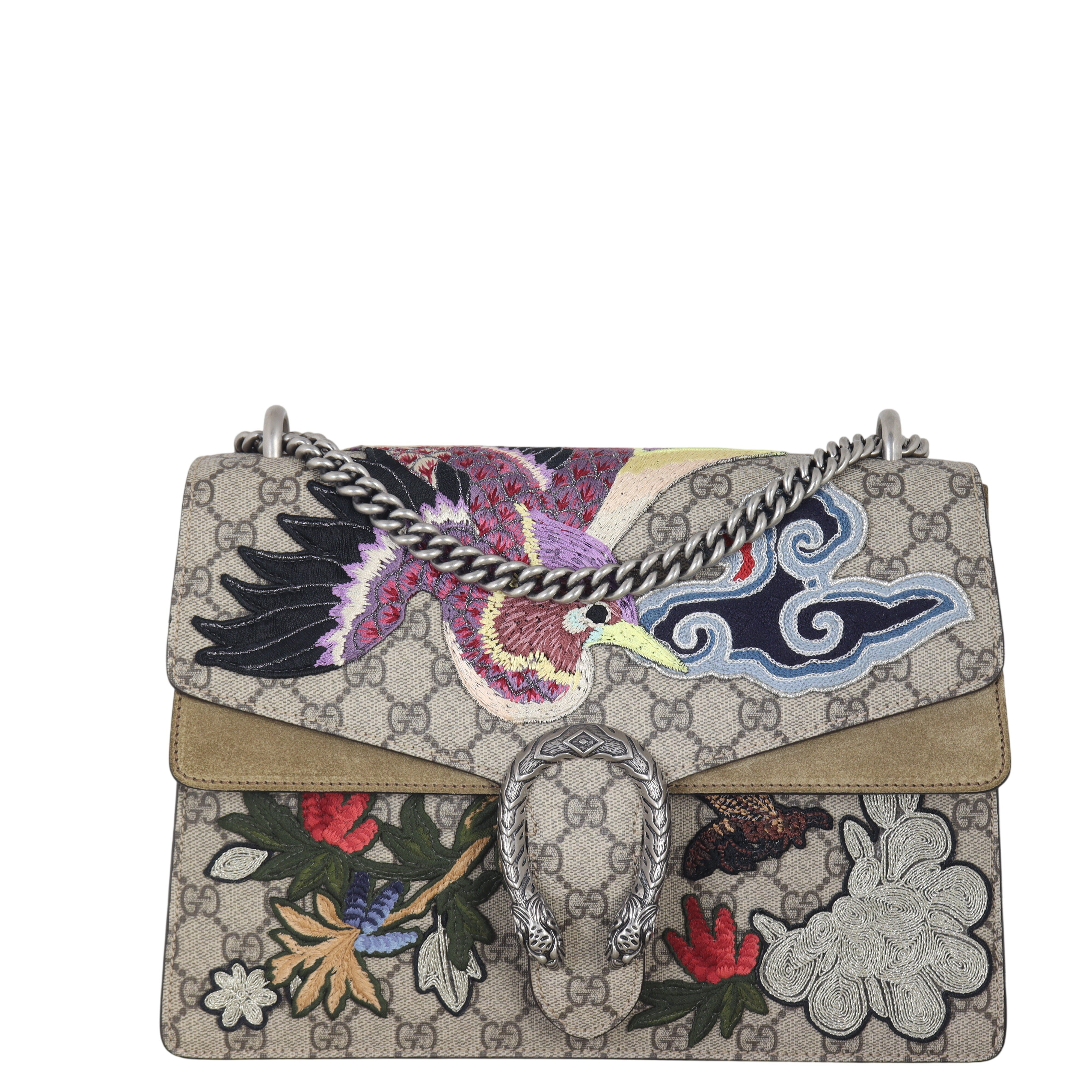 Gucci Dionysus GG Supreme Bird Embroidered Medium Shoulder Bag