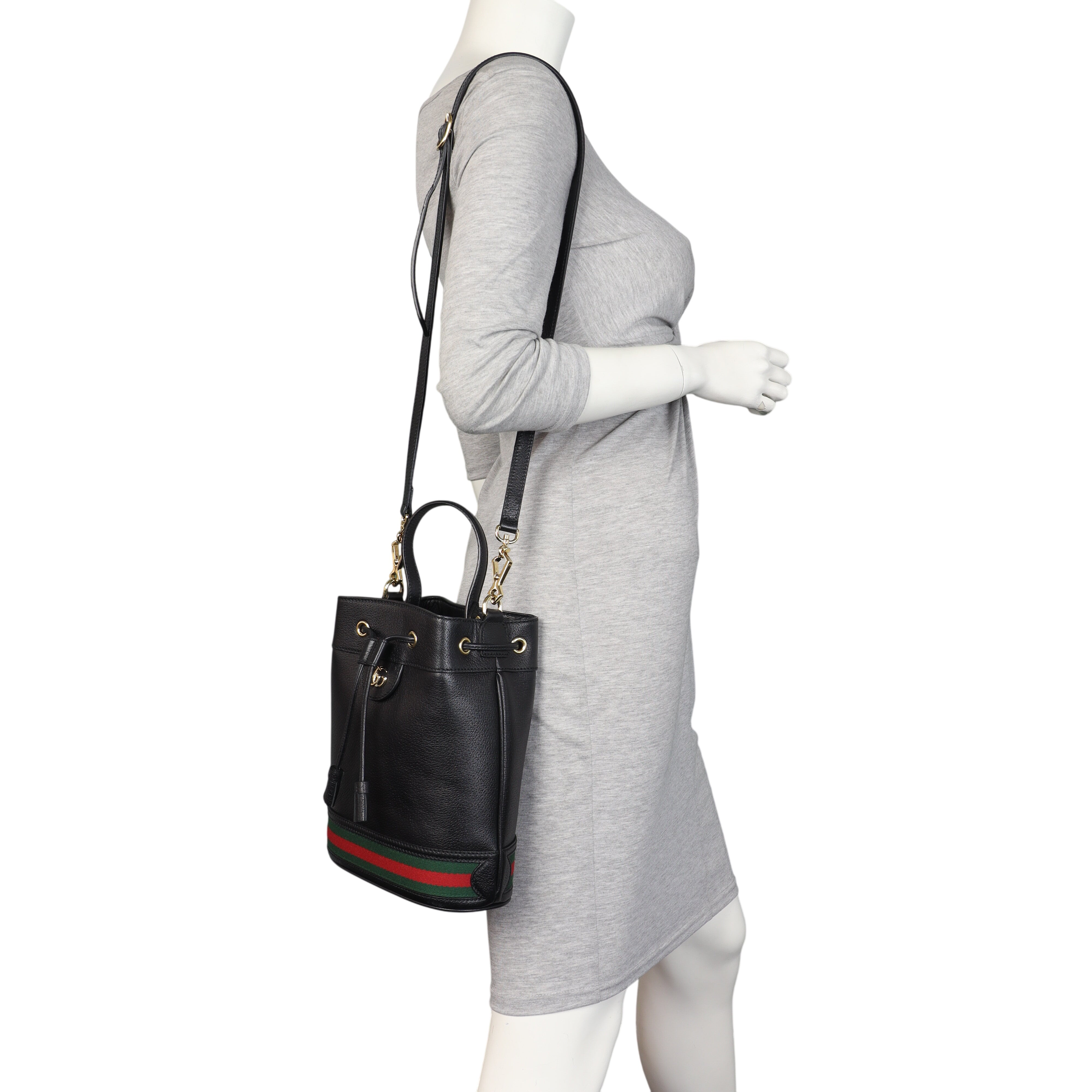 Gucci Ophidia Leather Bucket Bag Mini