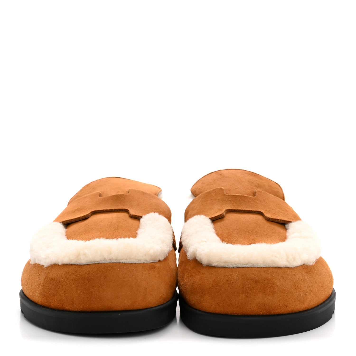Suede Goatskin Shearling Go Mules 38 Beige Kraft Ecru