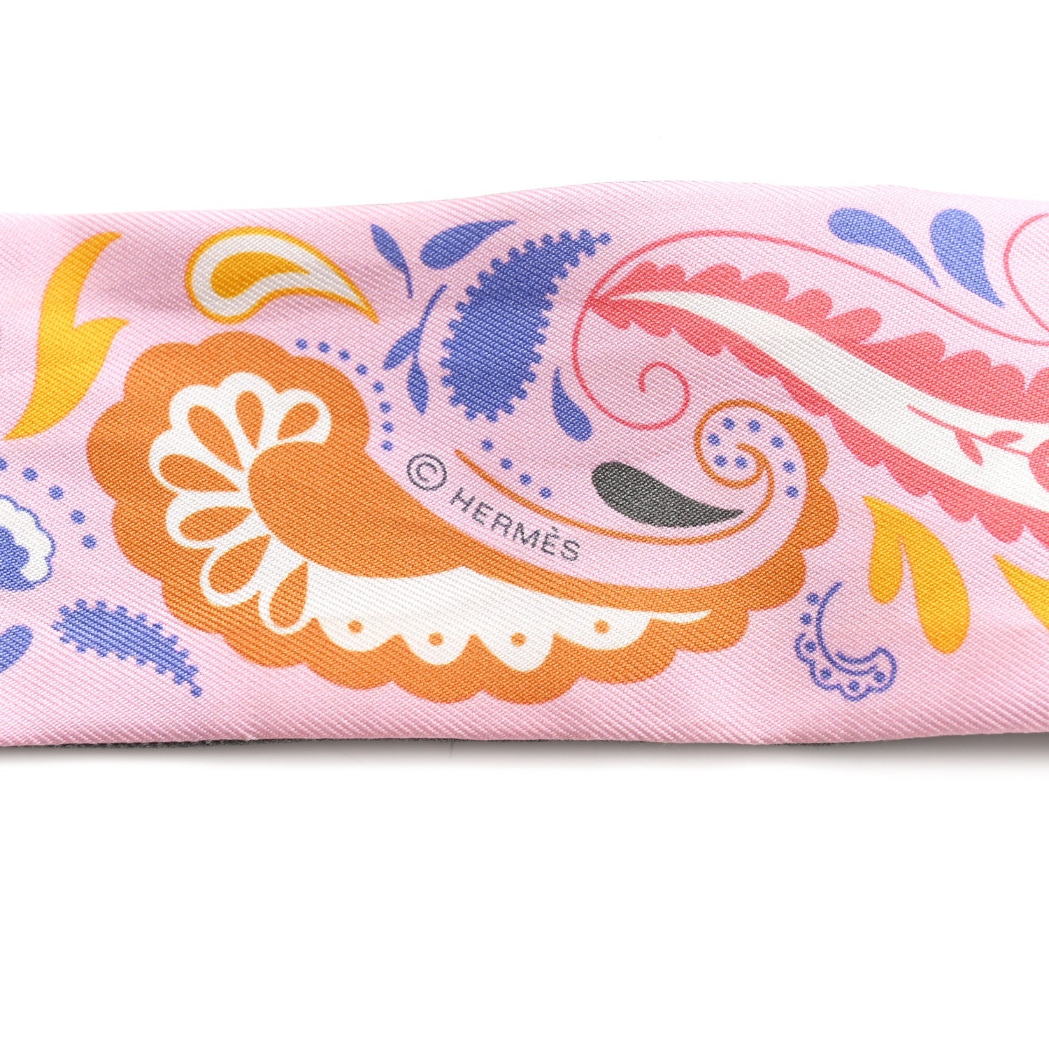 Silk Guepards Bandana Twilly Rose Gris Bleu