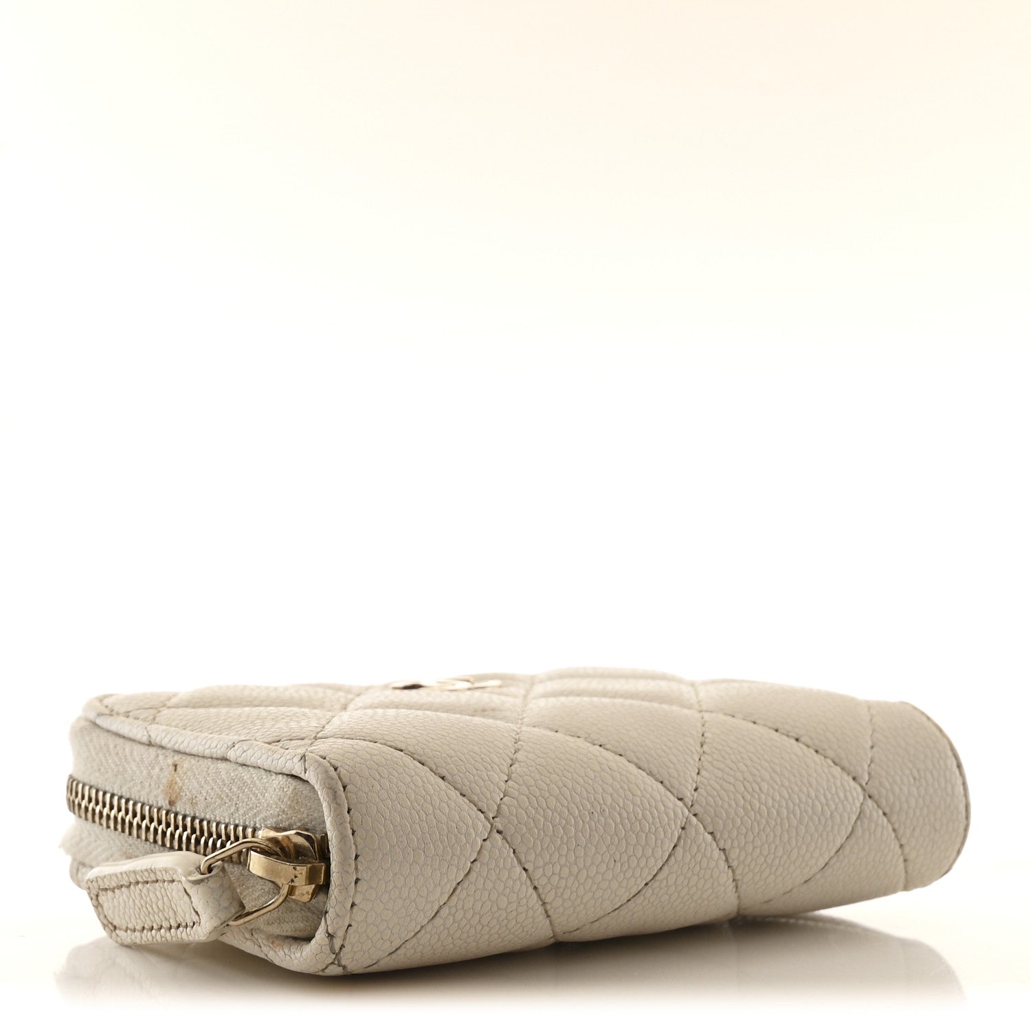 Caviar Quilted Zip Coin Purse White