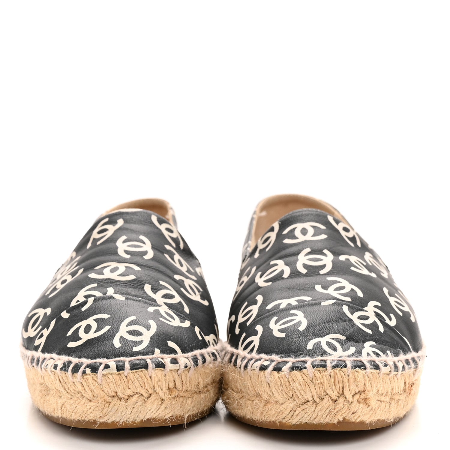 Lambskin Printed CC Espadrilles 38 Black White