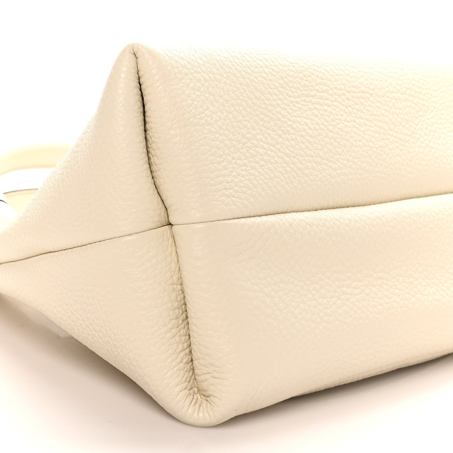Grained Calfskin Softbit Medium Shoulder Bag White