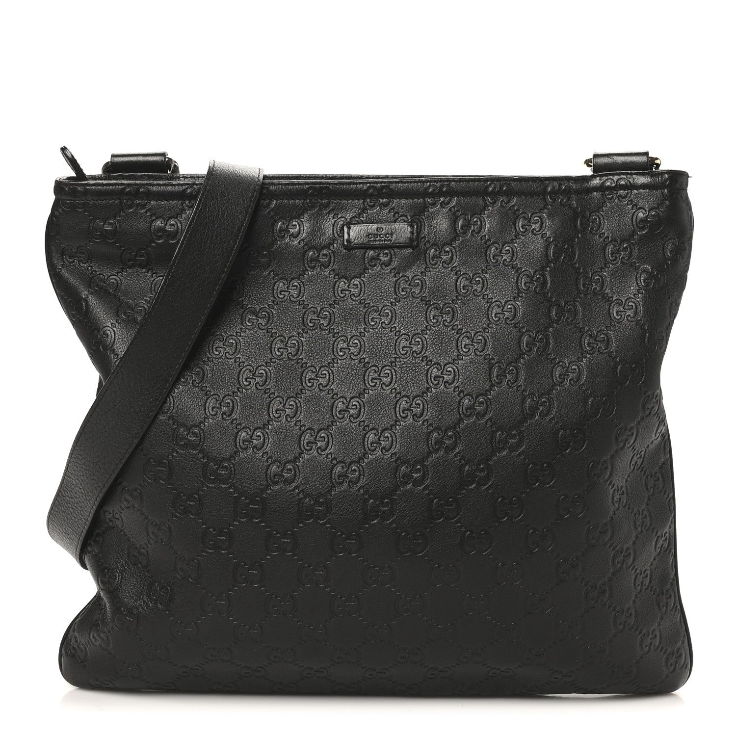Guccissima Medium Flat Messenger Bag Black