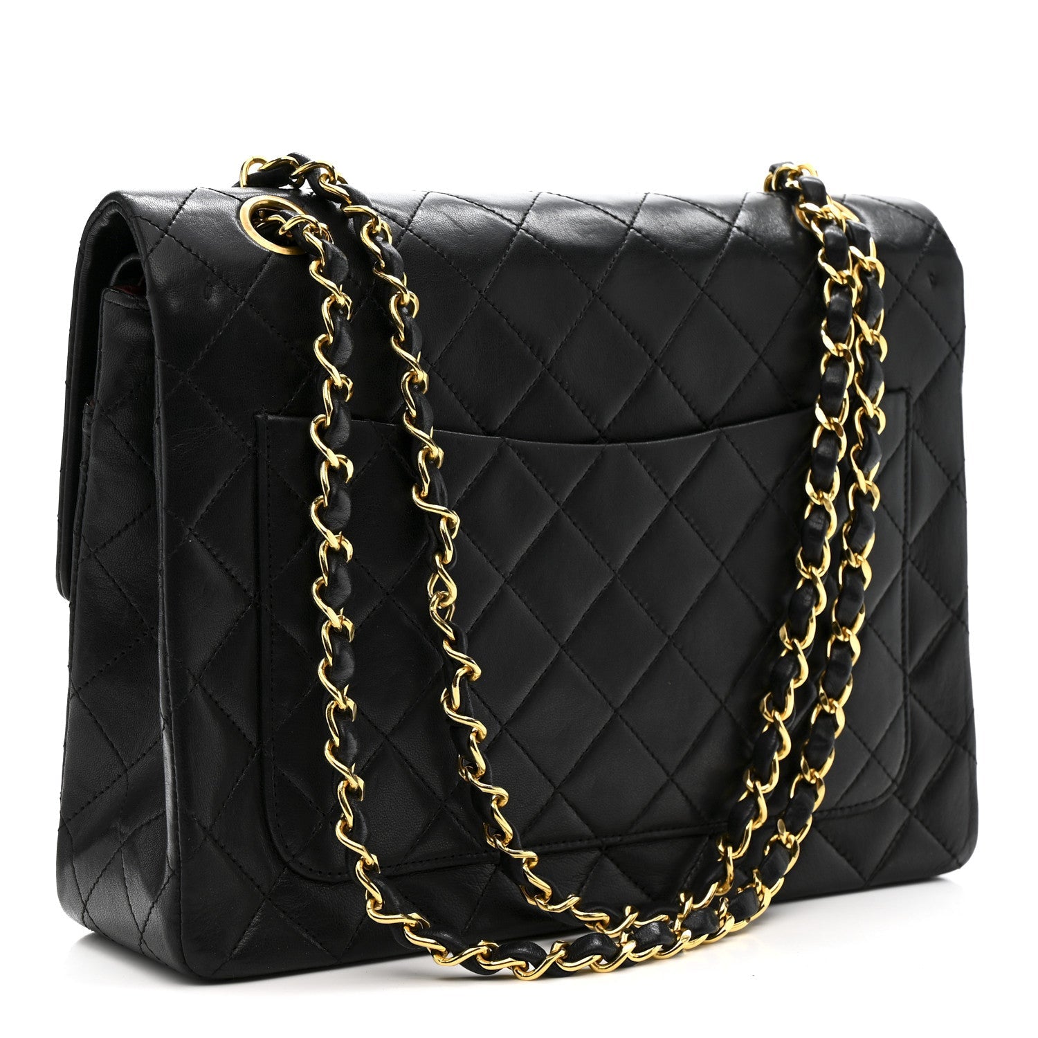 Lambskin Quilted Medium Double Flap Black