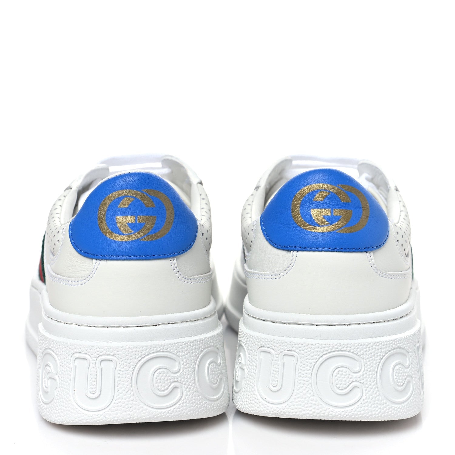 Calfskin Web Perforated Womens Platform 55mm Sneakers 41 White Bright Splash