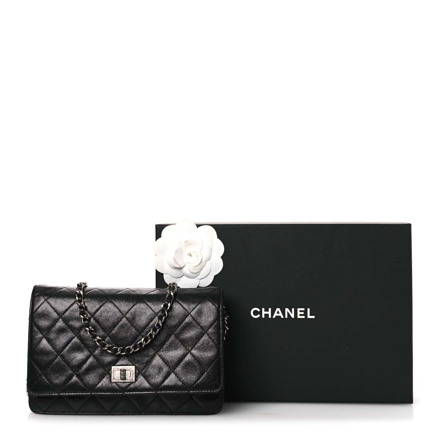 Aged Calfskin Quilted Reissue Wallet On Chain WOC Black