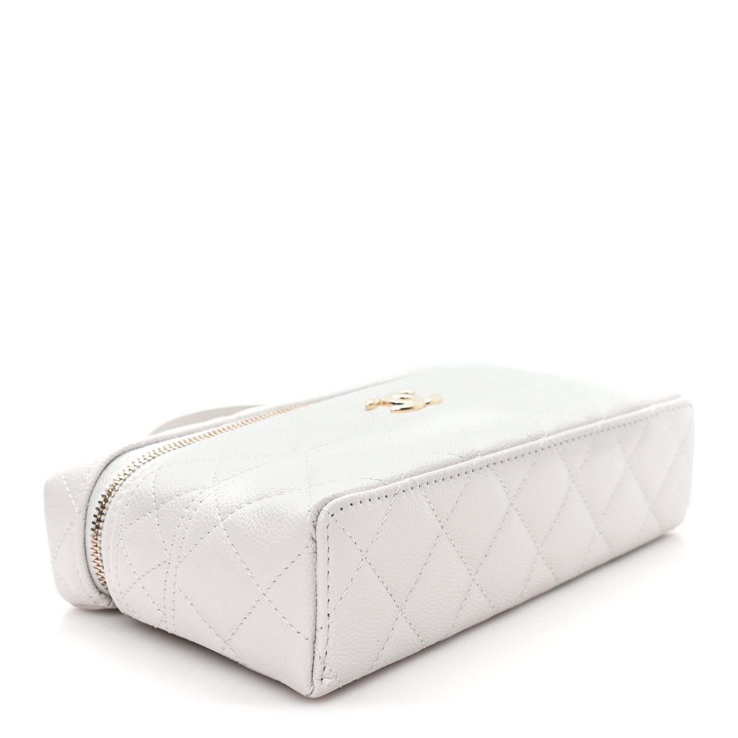 Caviar Quilted Trendy Handle Slim Vanity Light Grey