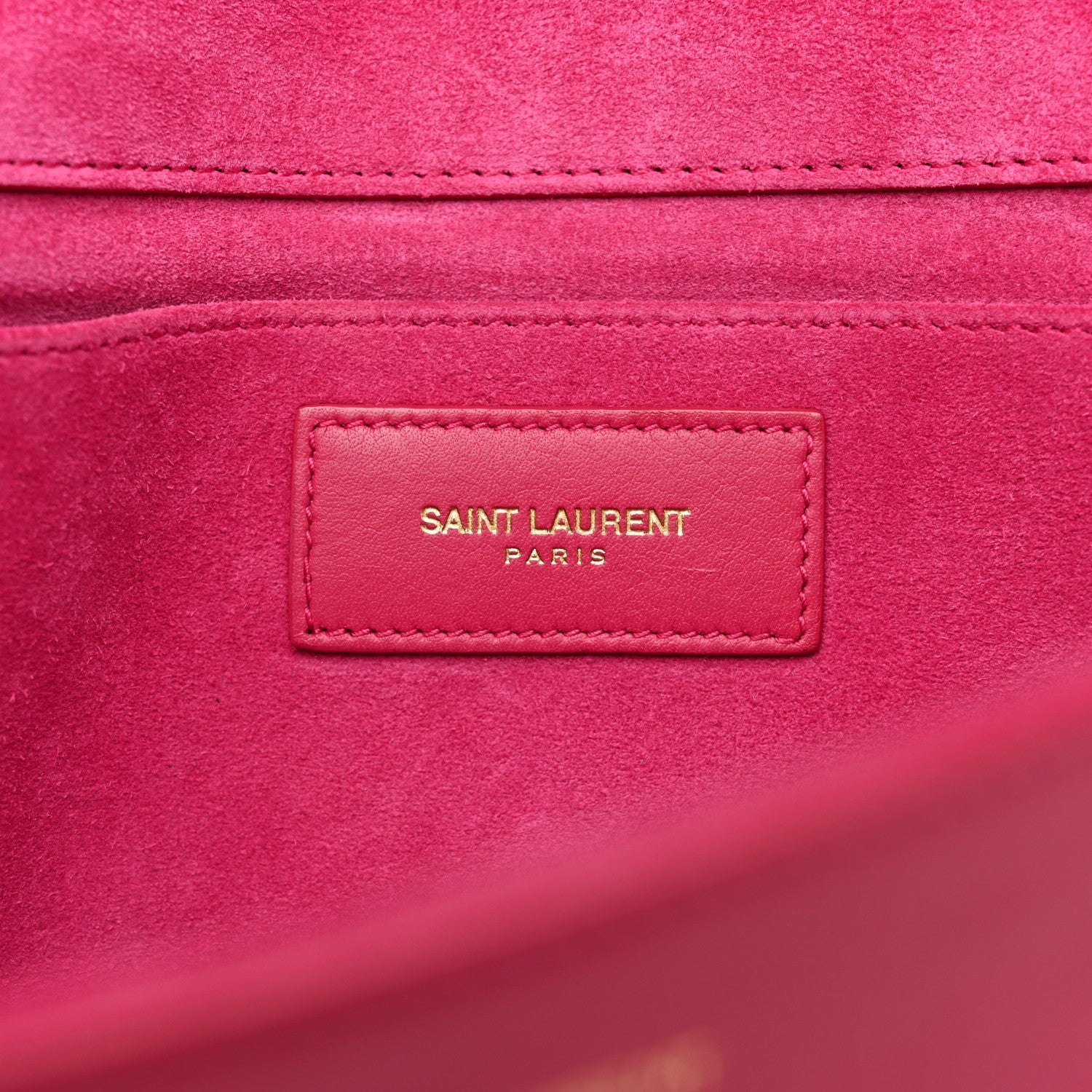 Calfskin Classic Y Ligne Clutch Fuchsia