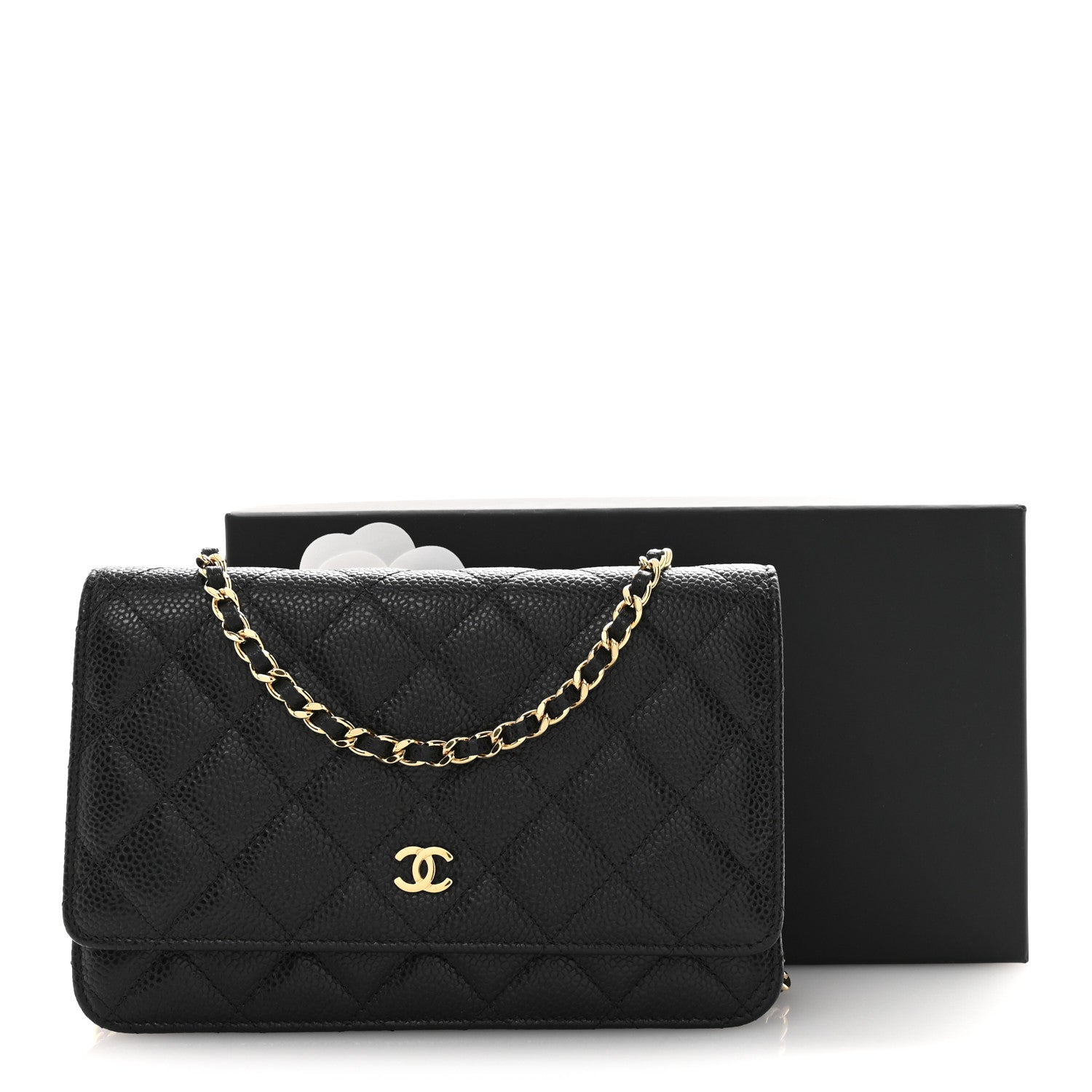 Caviar Quilted Wallet On Chain WOC Black