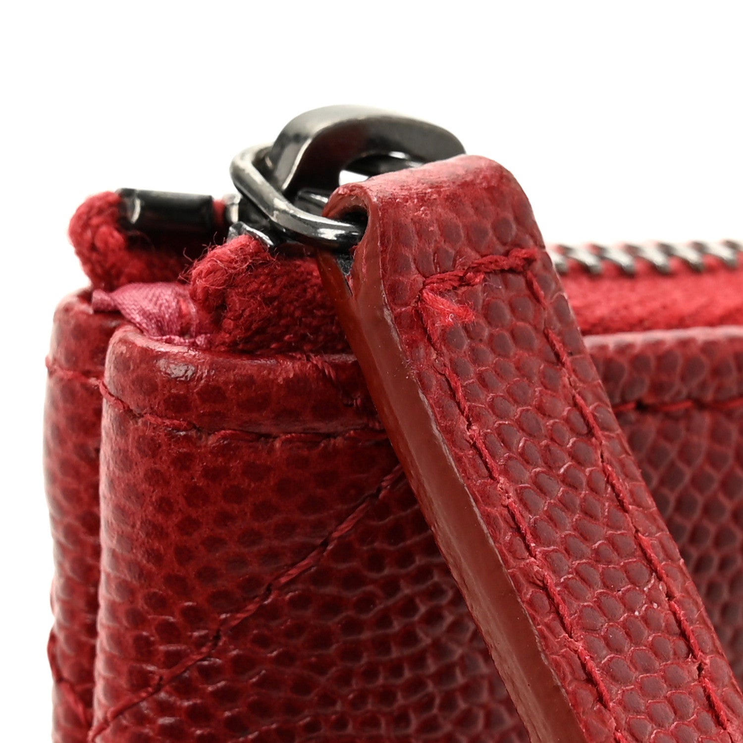 Caviar Quilted Small Cosmetic Case Dark Red