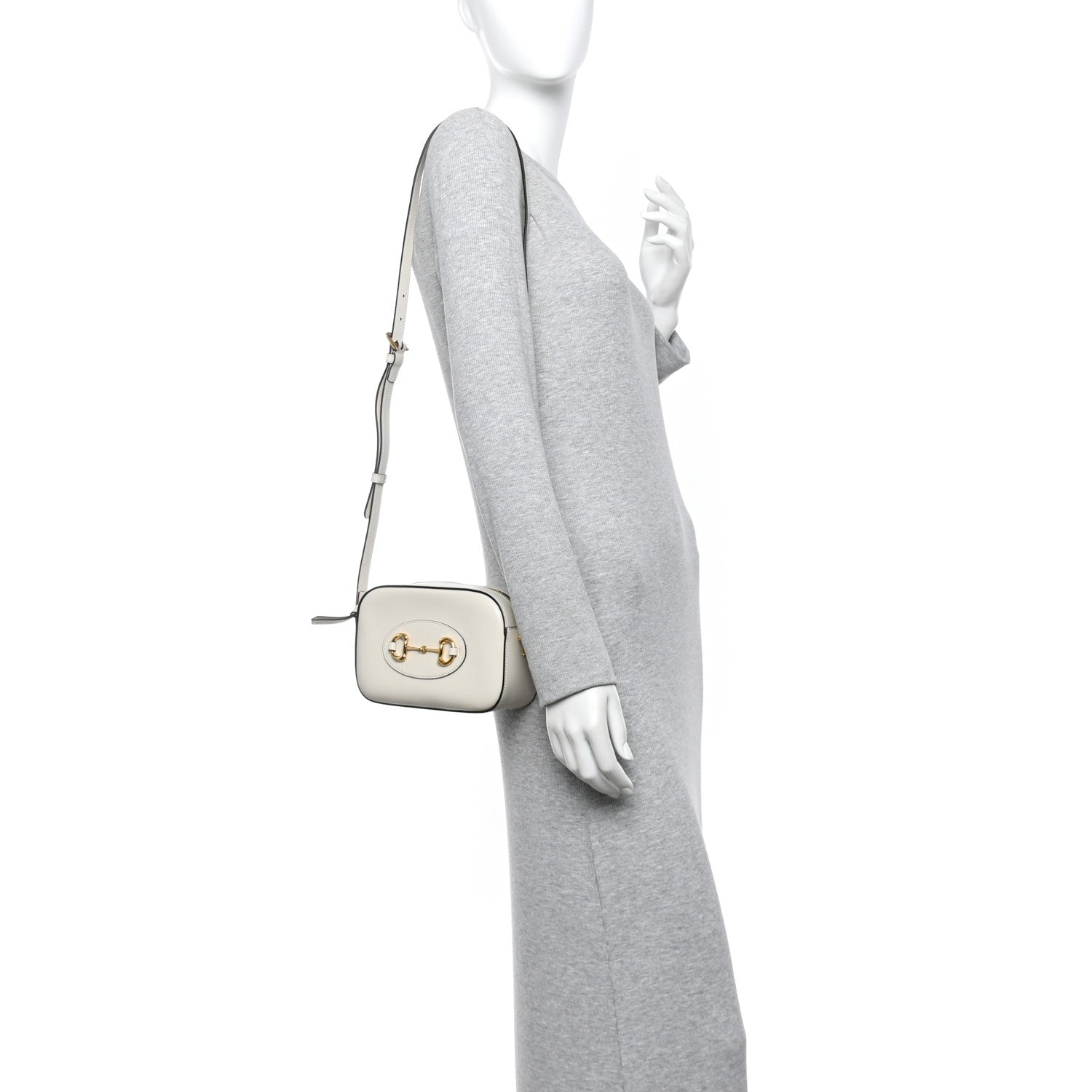 Azalea Calfskin Mini Horsebit 1955 Camera Shoulder Bag Mystic White