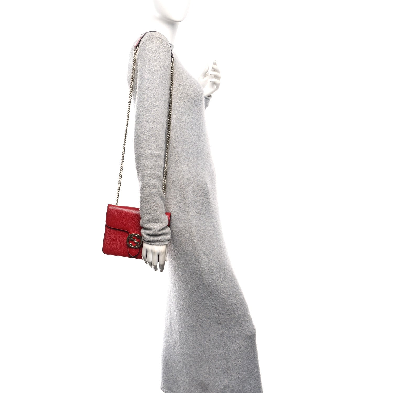 Dollar Calfskin Small Interlocking G Shoulder Bag Red