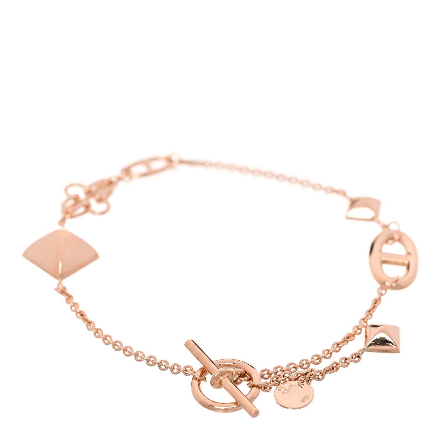 18K Rose Gold Logos Link Toggle Bracelet