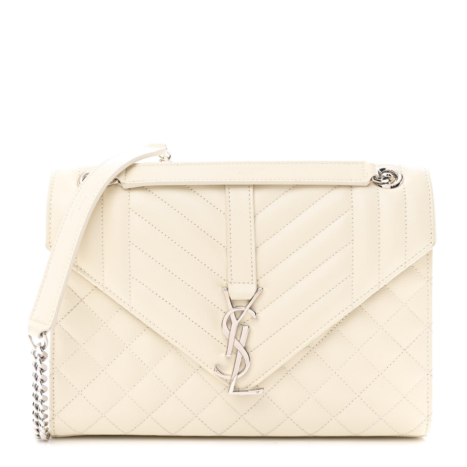 Grain De Poudre Textured Mixed Matelasse Medium Triquilt Monogram Satchel Crema Soft