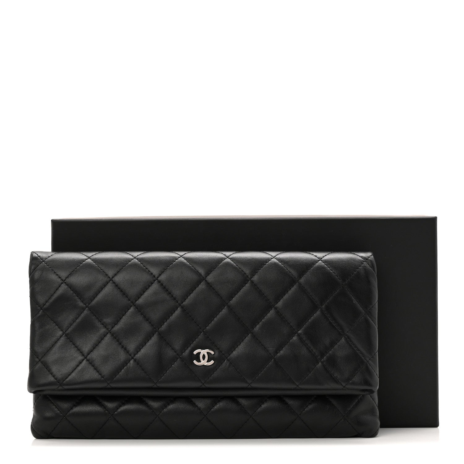 Lambskin Quilted CC Beauty Clutch Black