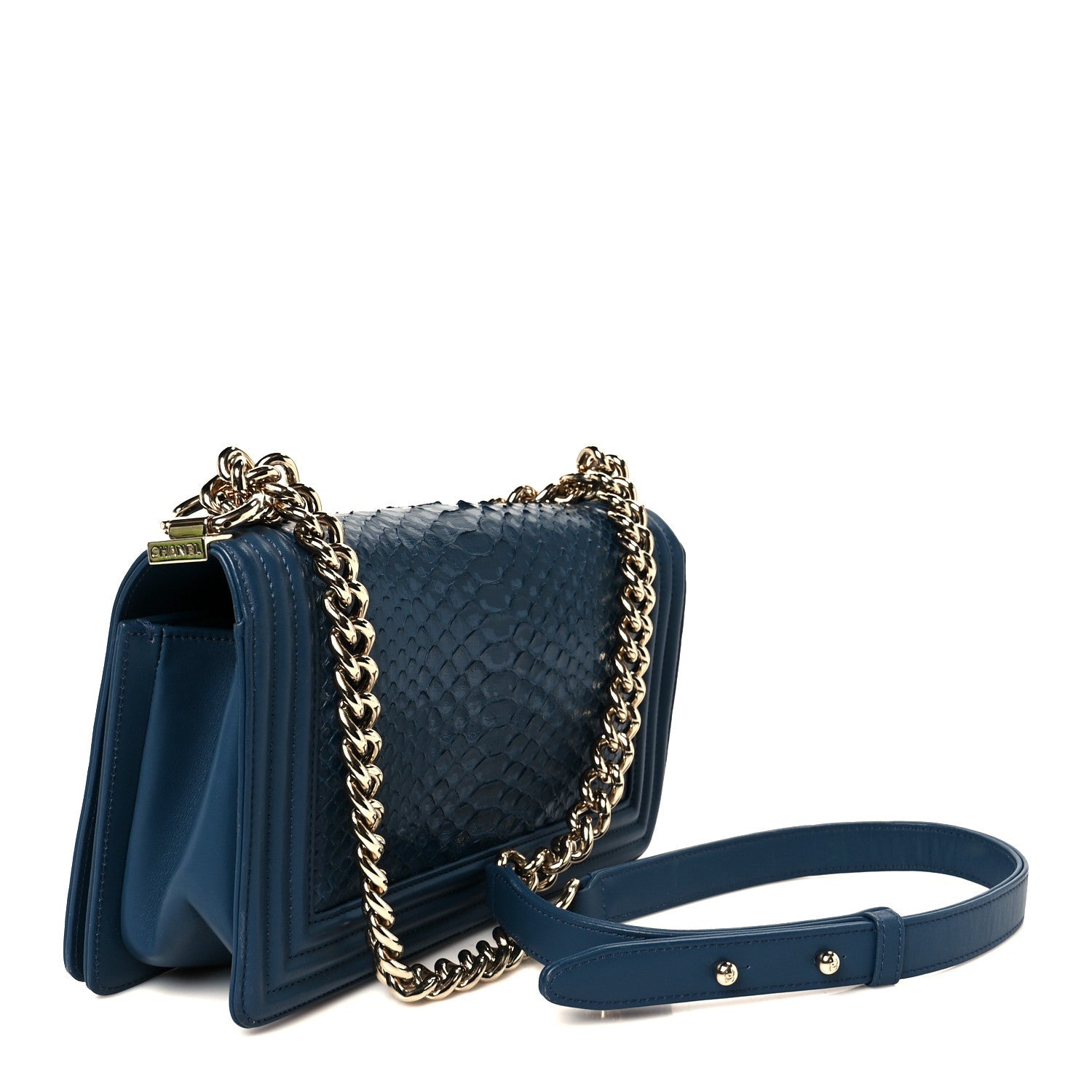 Snakeskin Medium Boy Flap Blue