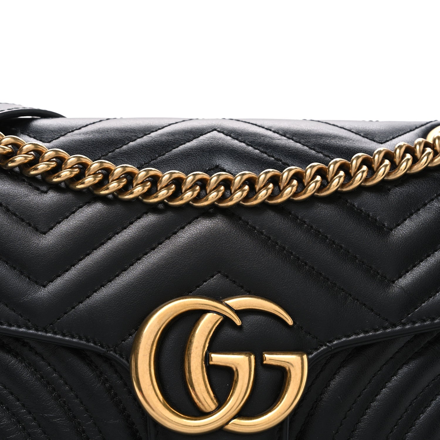 Calfskin Matelasse Small GG Marmont Shoulder Bag Black