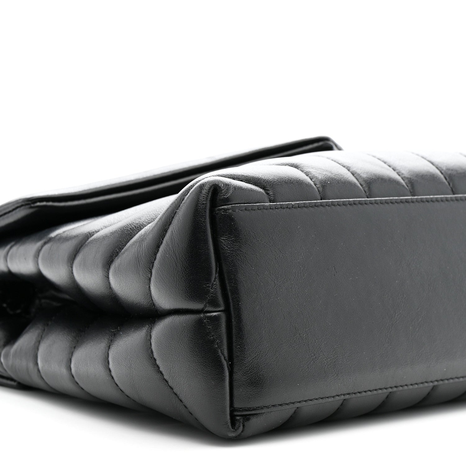 Calfskin Y Quilted Monogram Monochrome Small Loulou Chain Satchel Black