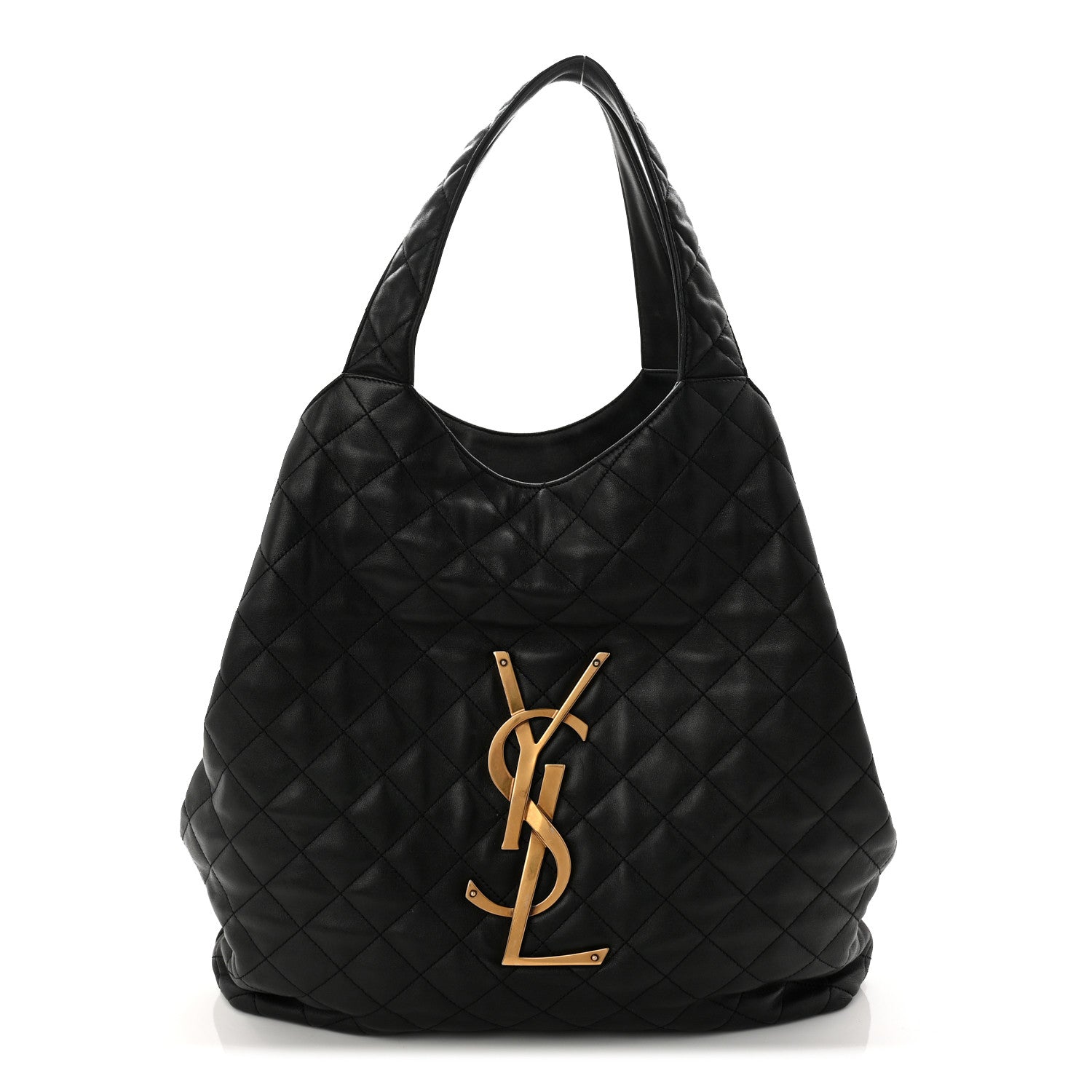 Lambskin Quilted Maxi Icare Shopping Tote Black