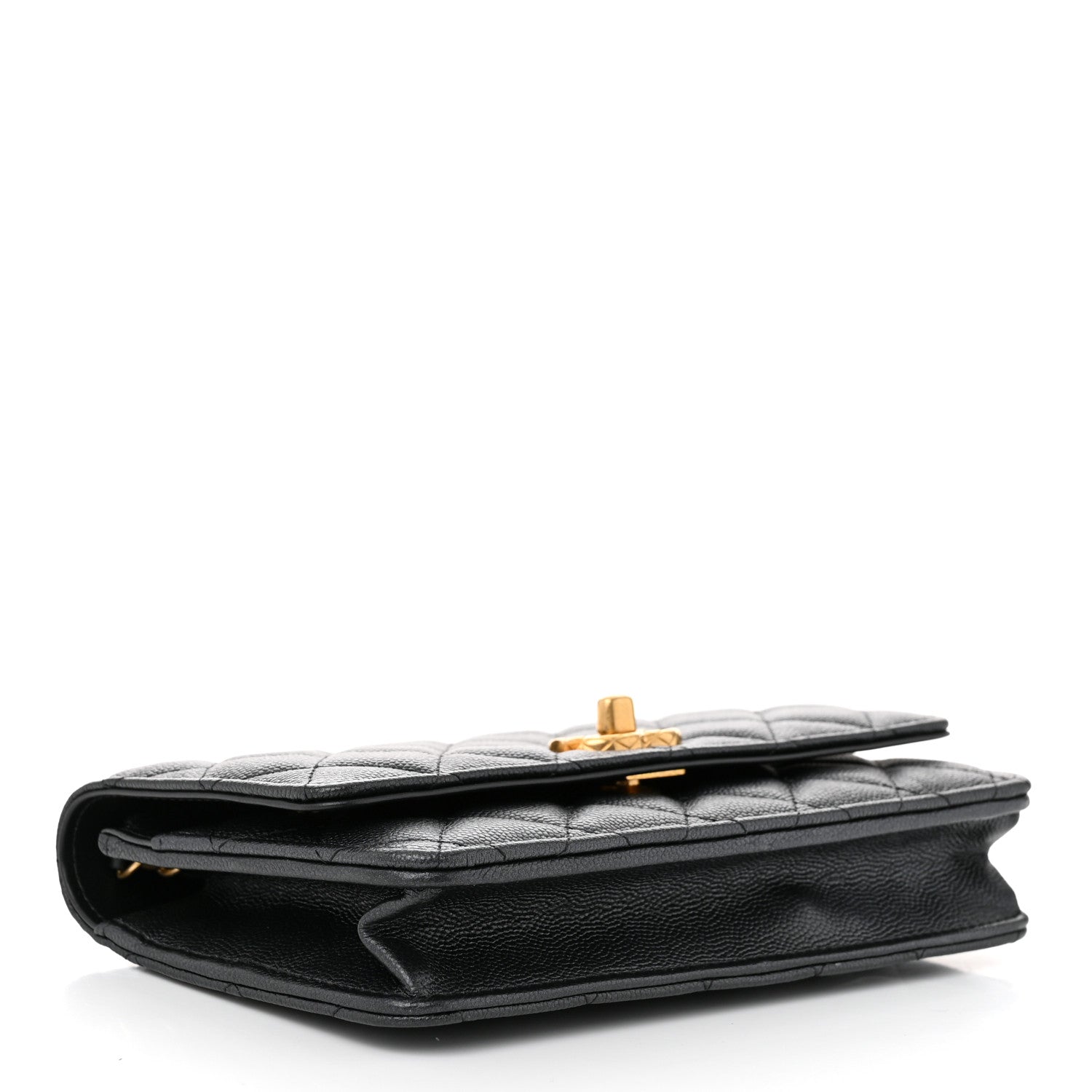 Pearly Caviar Quilted Fit For You Wallet On Chain WOC Black
