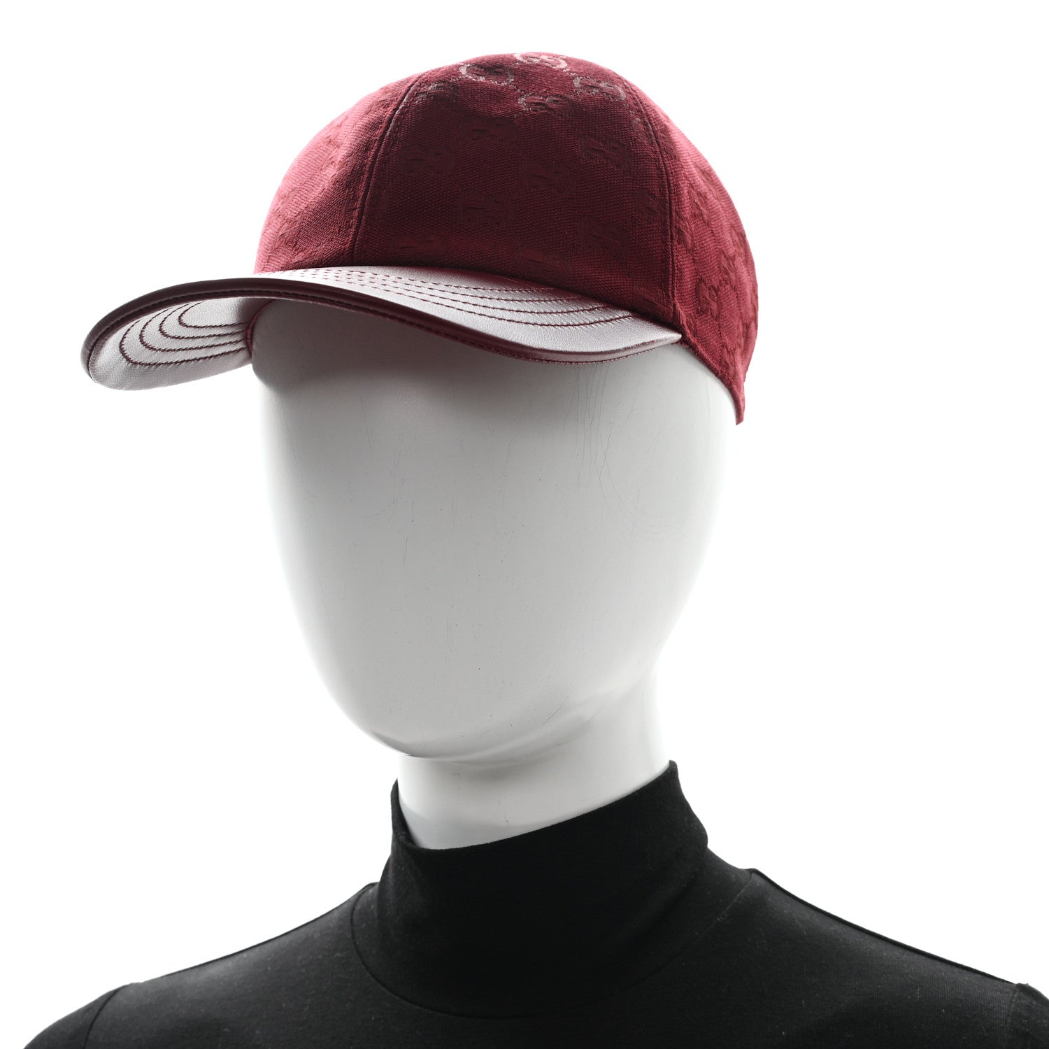Calfskin New Canvas GG Monogram Baseball Hat L Bordeaux