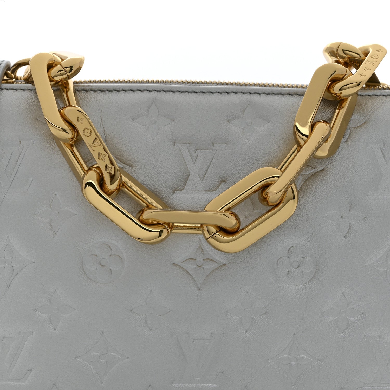 Lambskin Embossed Monogram Coussin BB Silver