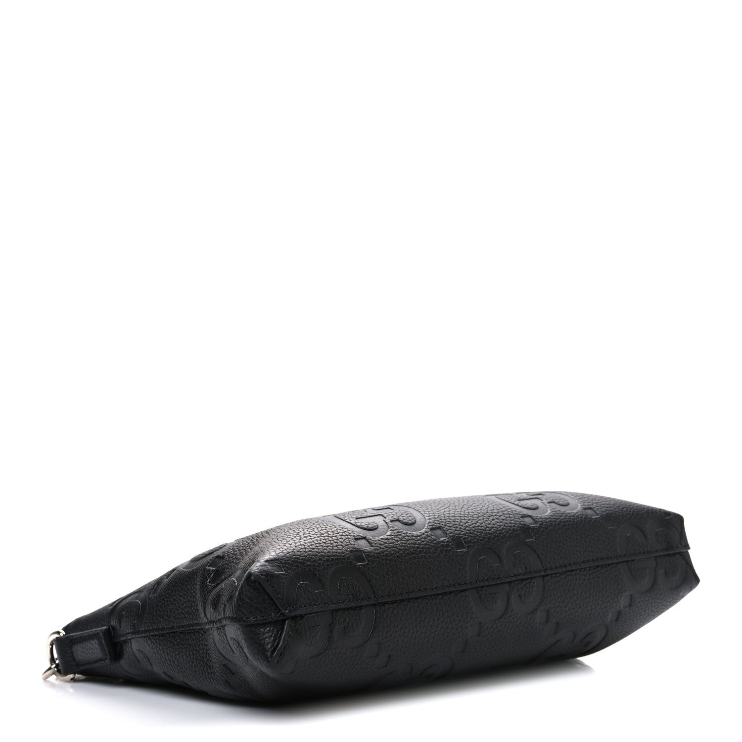 Piuma Calfskin Jumbo GG Embossed Medium Wristlet Messenger Bag Black