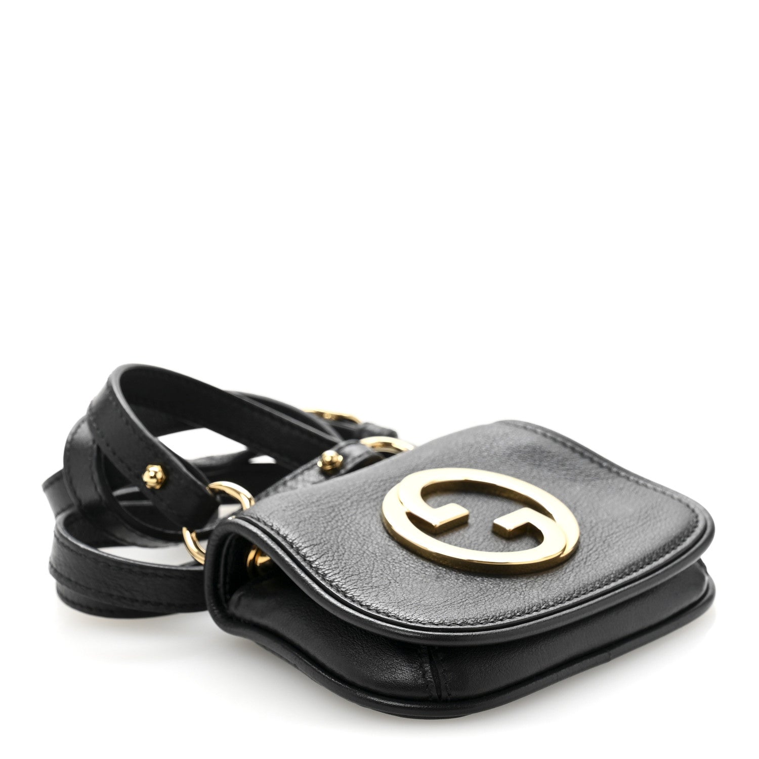 Roxy Calfskin Mini Blondie Card Case Wallet With Strap Black