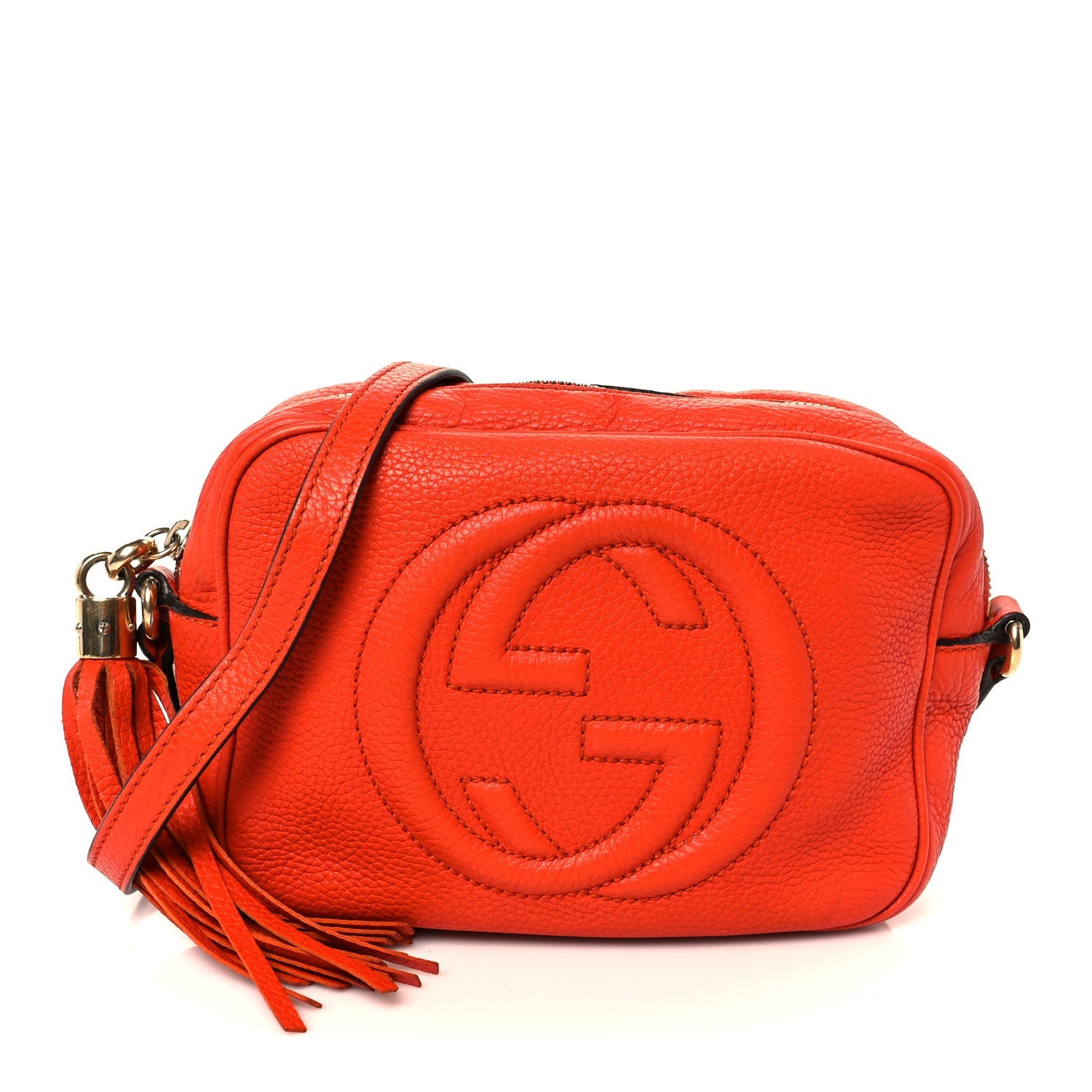 Pebbled Calfskin Small Soho Disco Bag Sun Orange