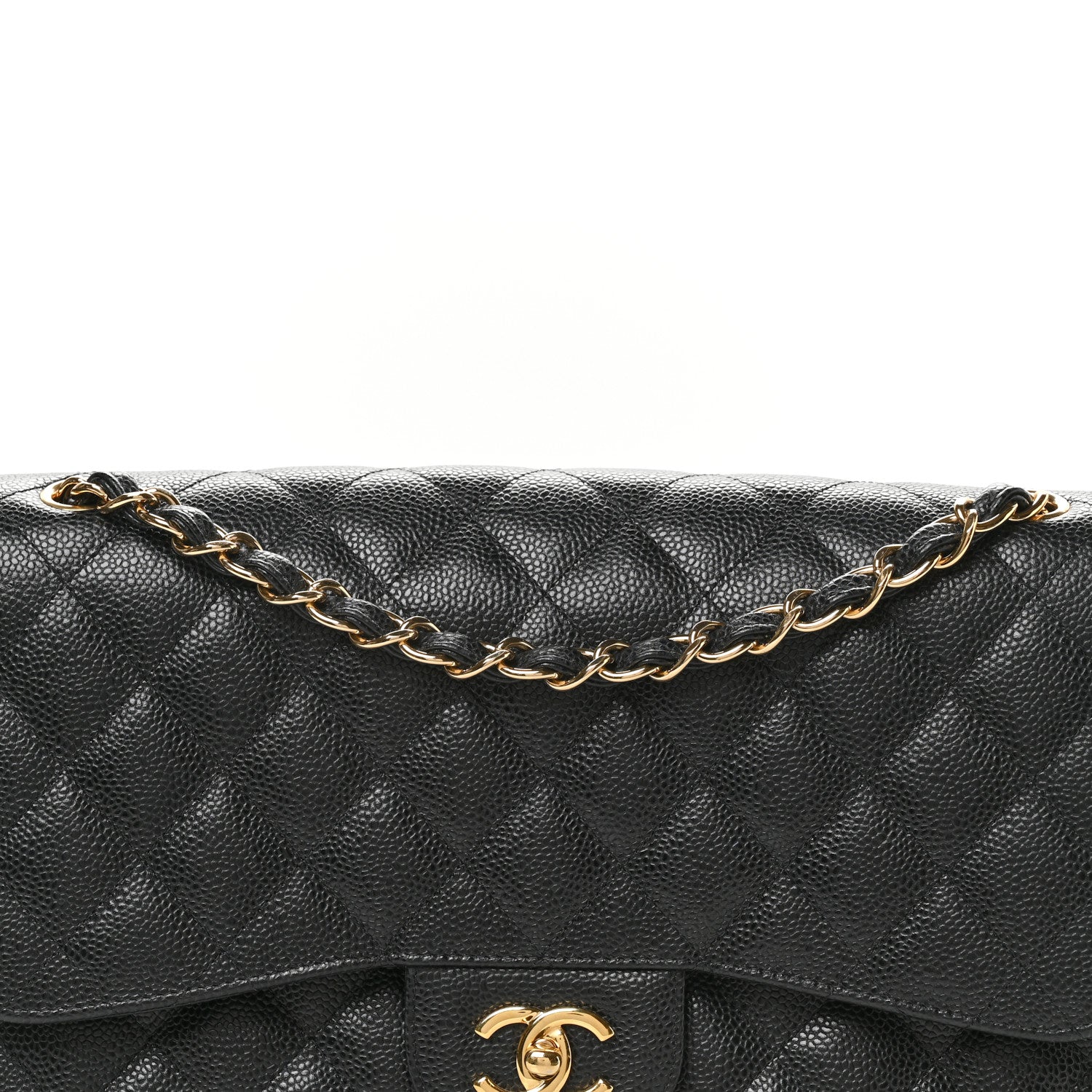 Caviar Quilted Jumbo Double Flap Black